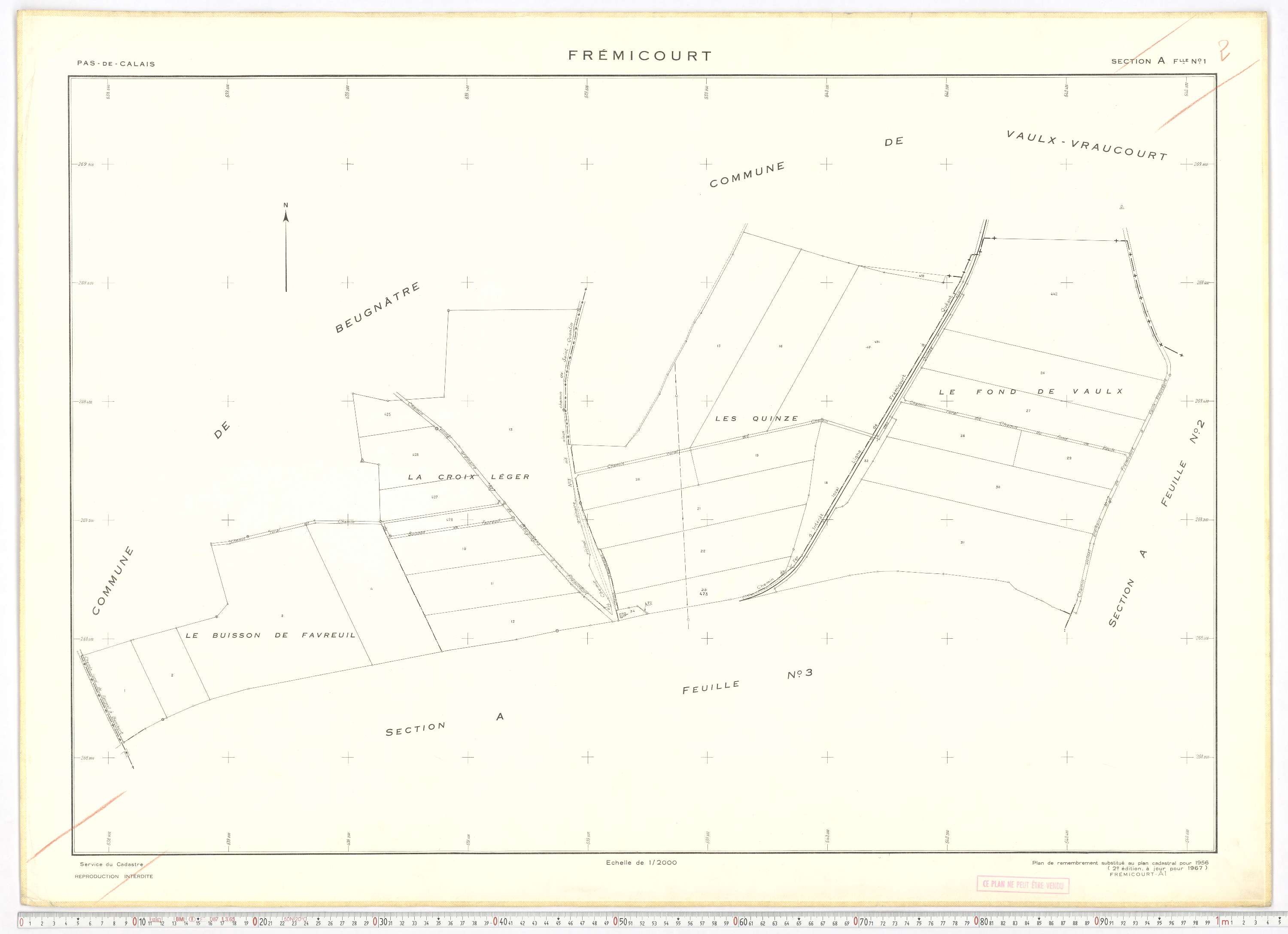 Frémicourt - Section A, feuille 1.