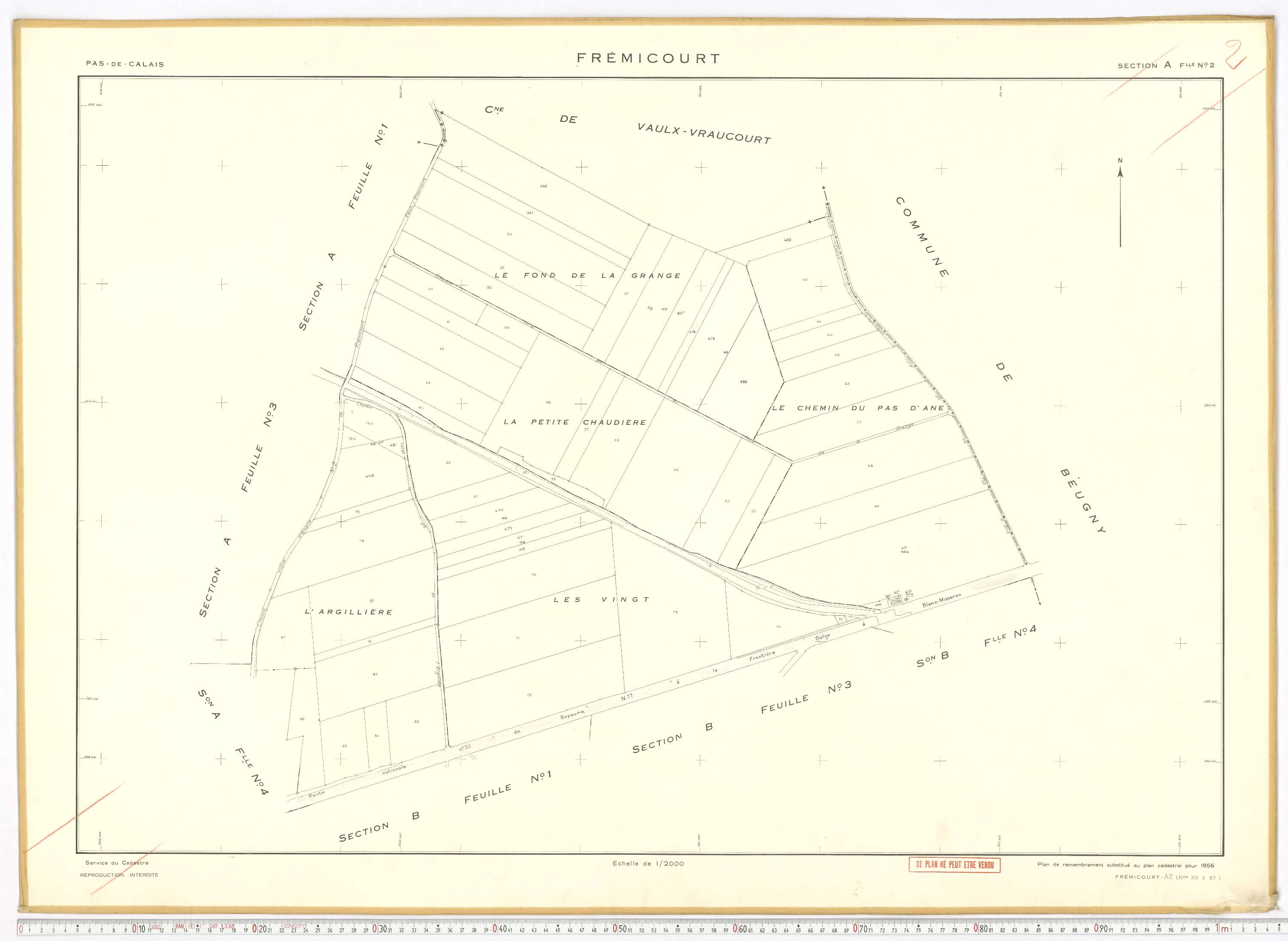 Frémicourt - Section A, feuille 2.