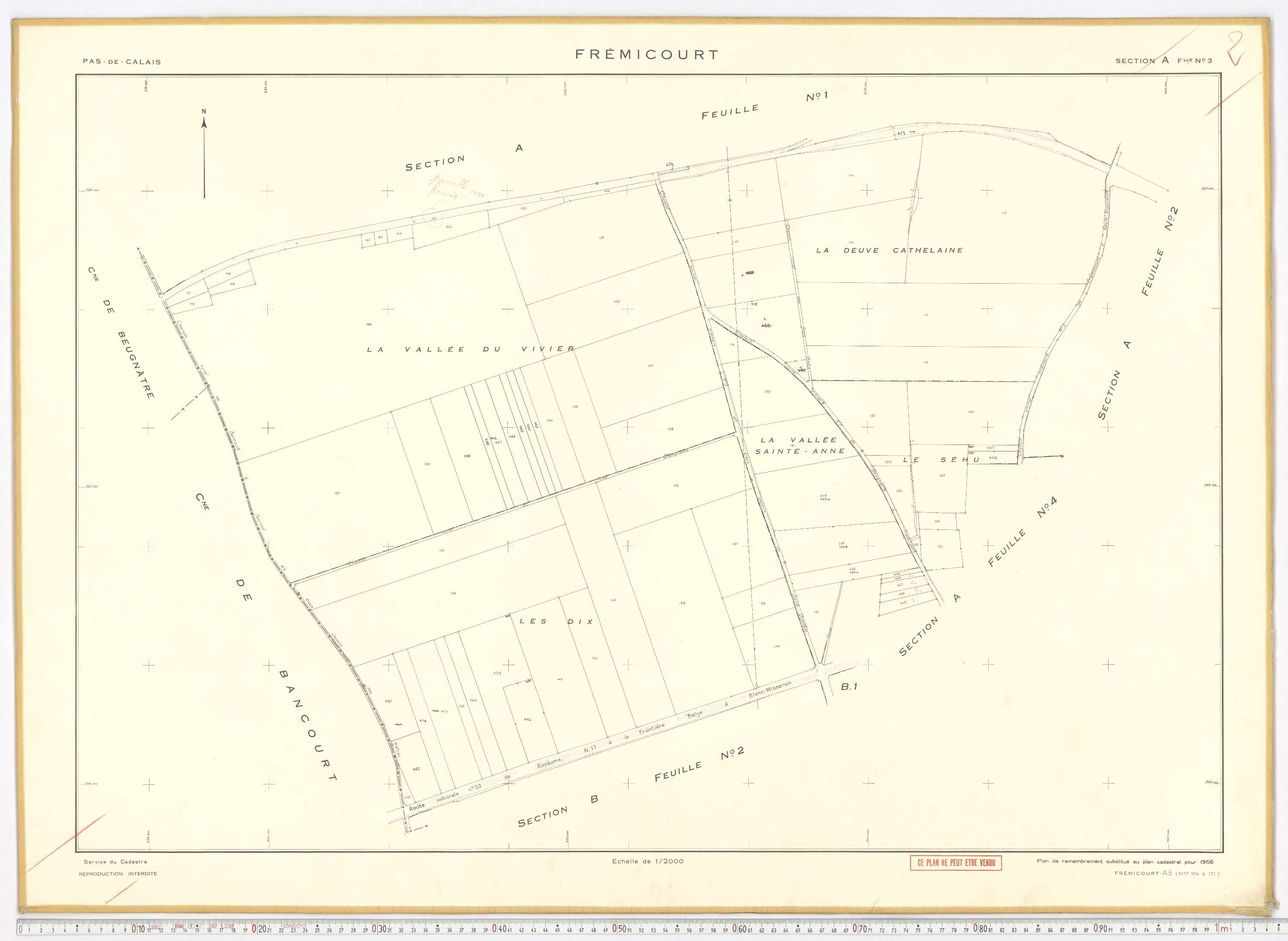 Frémicourt - Section A, feuille 3.