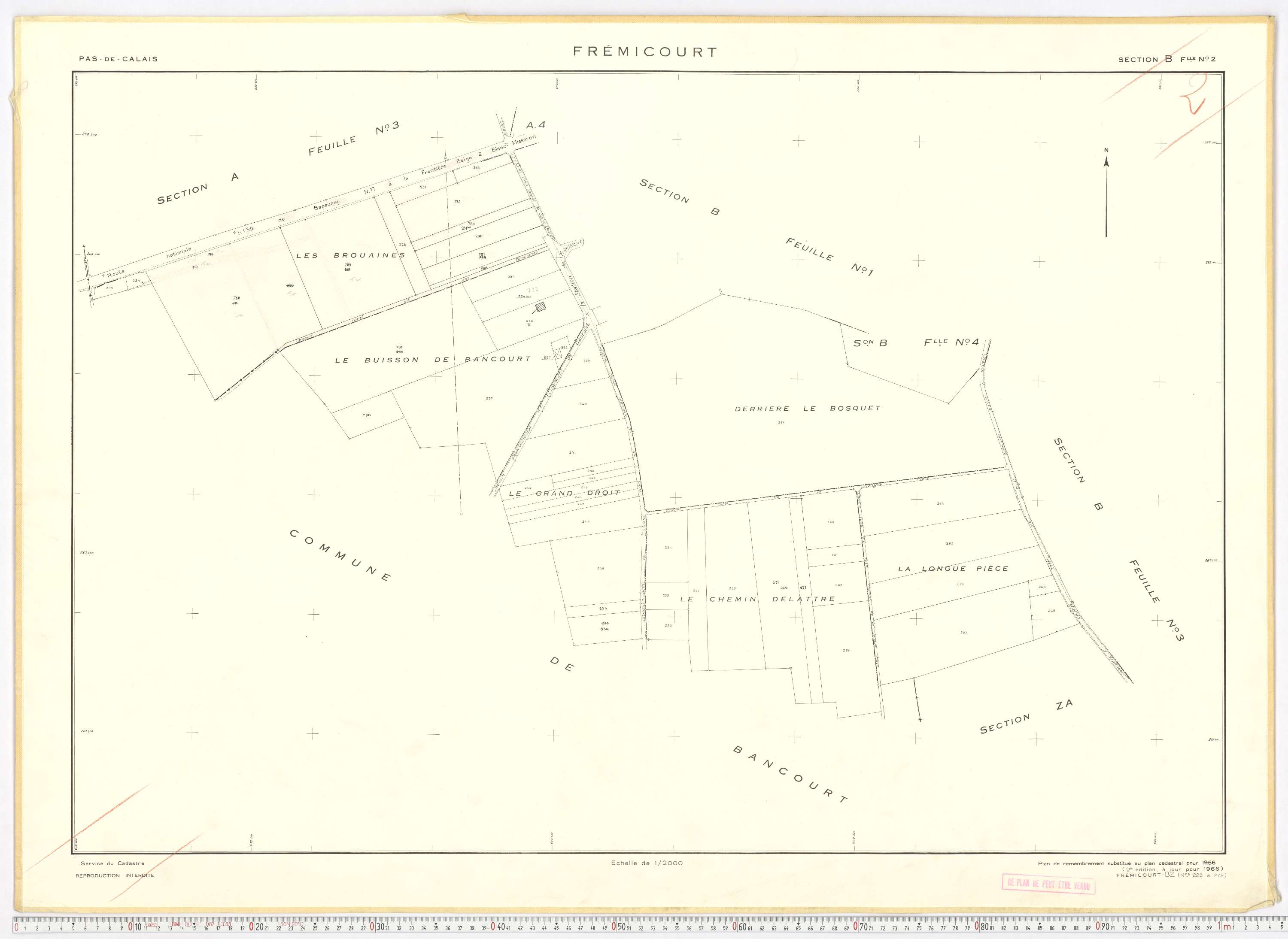 Frémicourt - Section B, feuille 2.