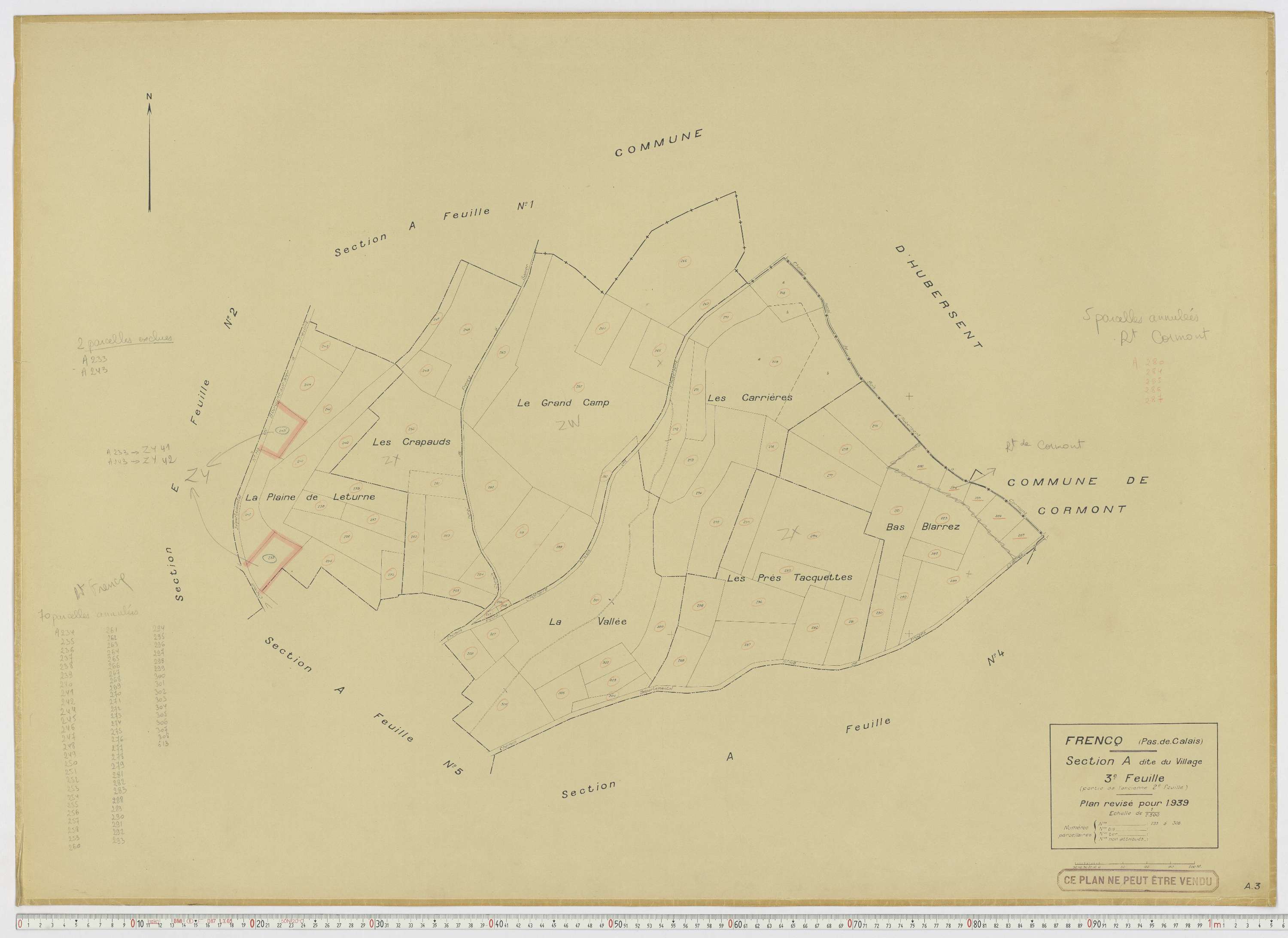 Frencq - Section A, feuille 3.