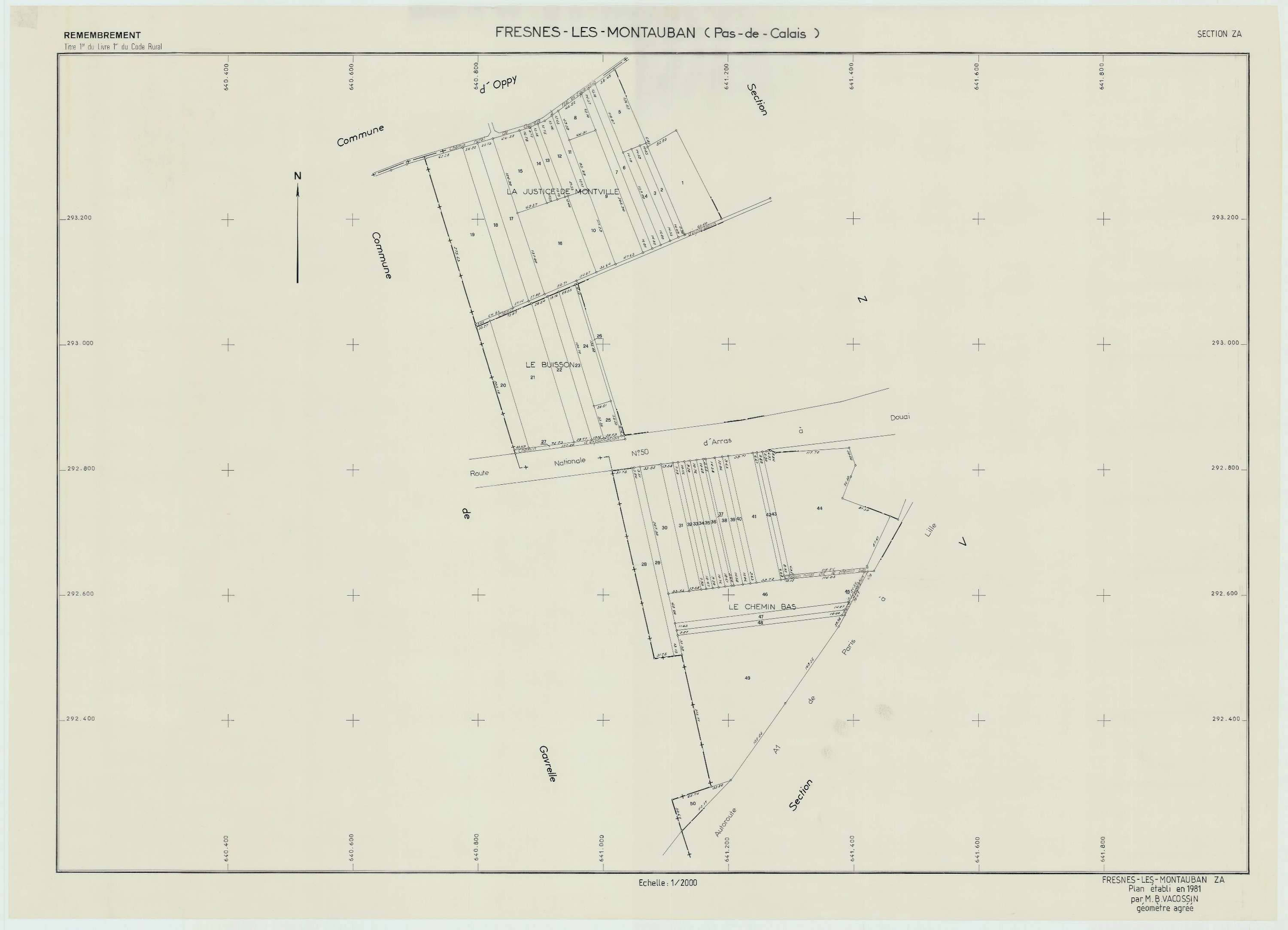 Fresnes-lès-Montauban - Plan de remembrement : section ZA.