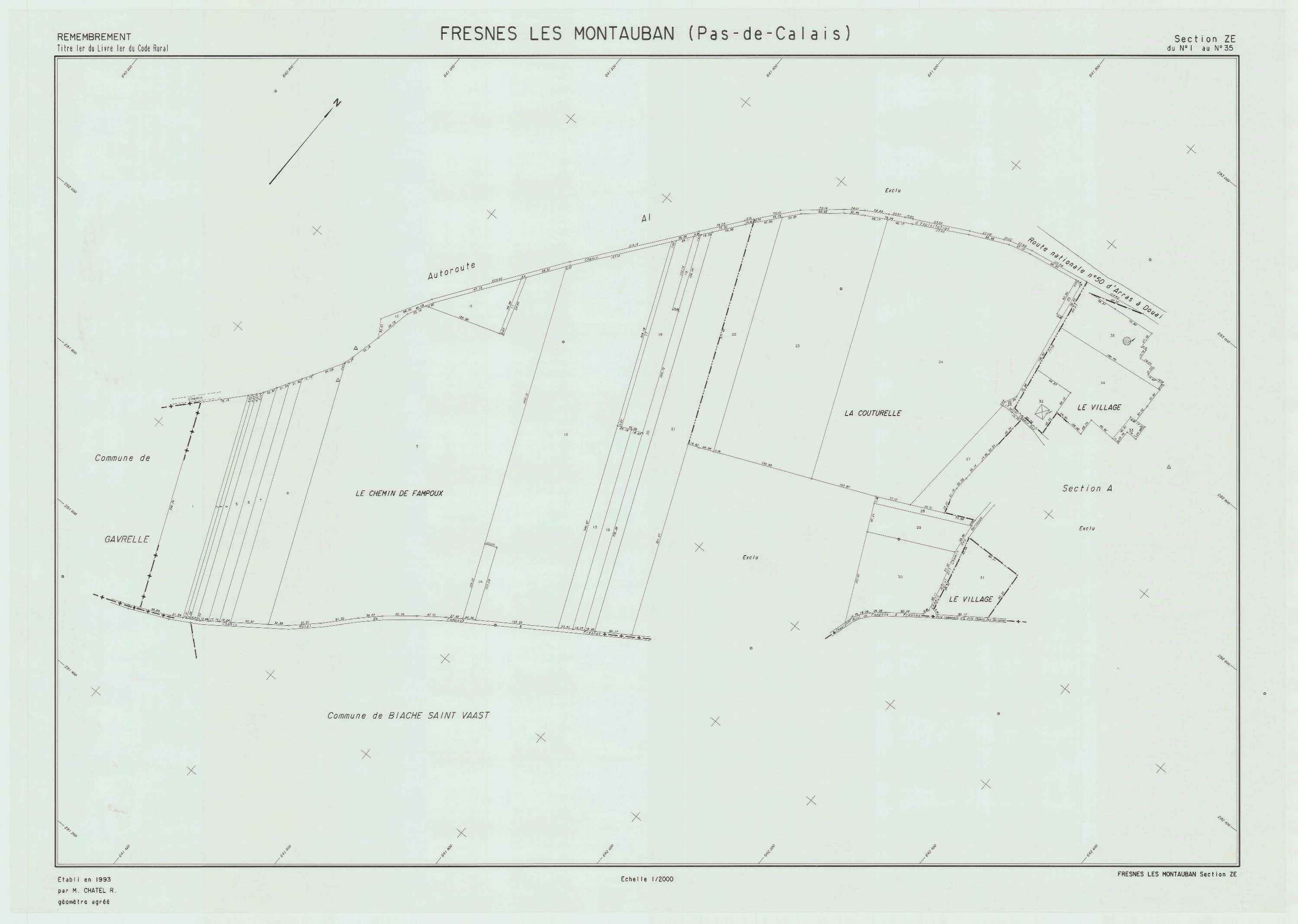 Fresnes-lès-Montauban - Plan de remembrement : section ZE.