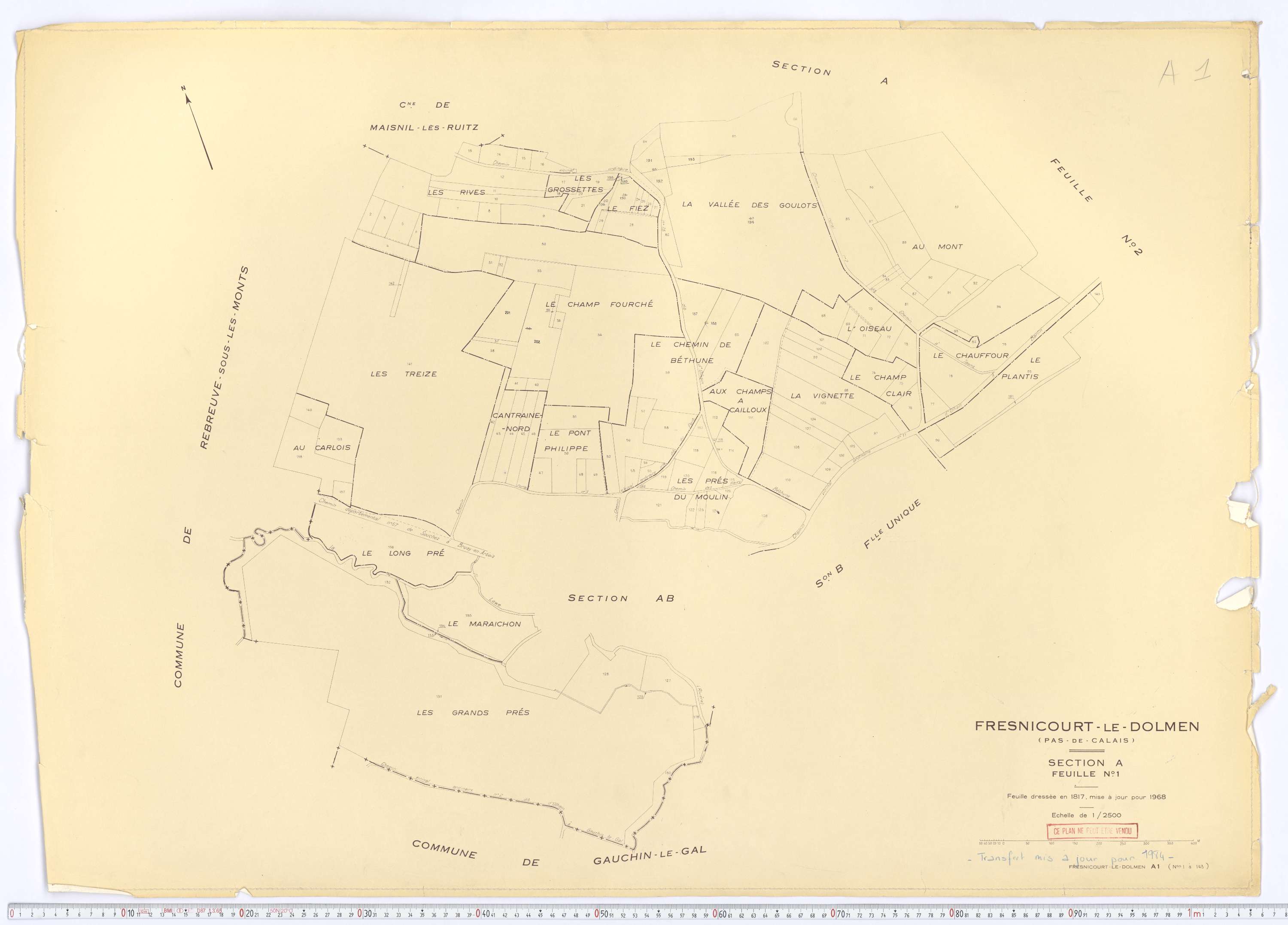 Fresnicourt-le-Dolmen - Section A, feuille 1.