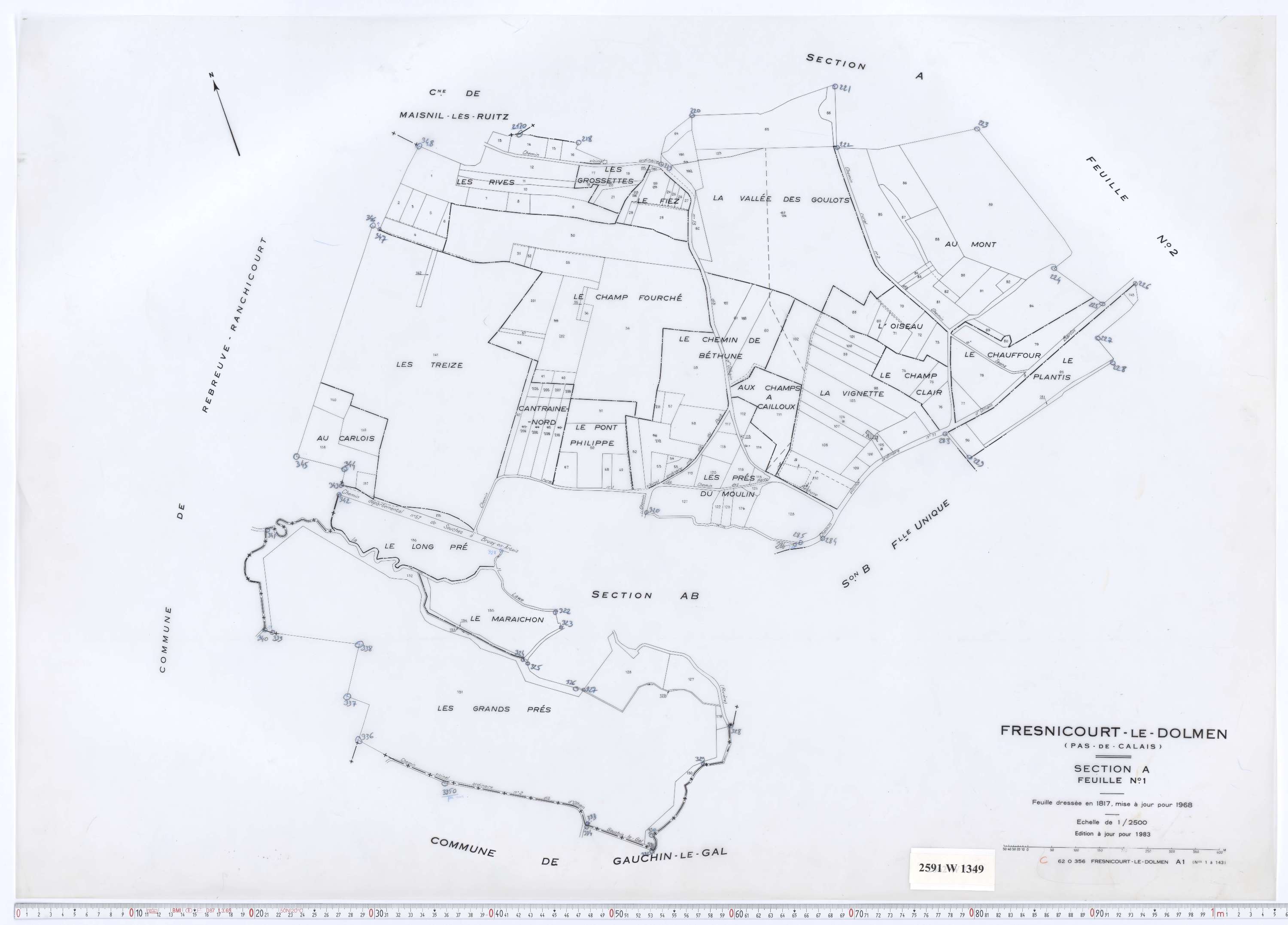 Fresnicourt-le-Dolmen - Section A, feuille 1.
