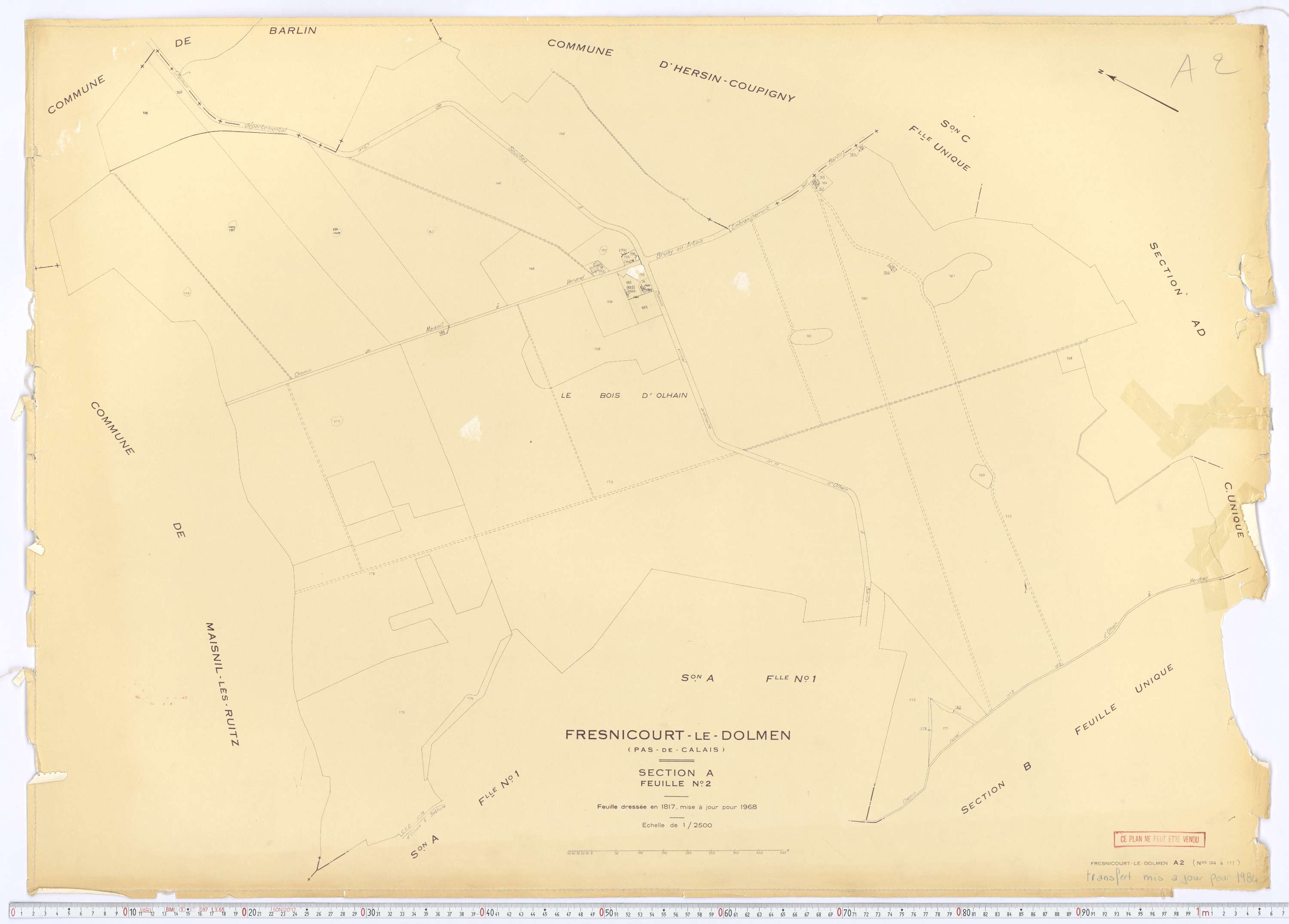 Fresnicourt-le-Dolmen - Section A, feuille 2.