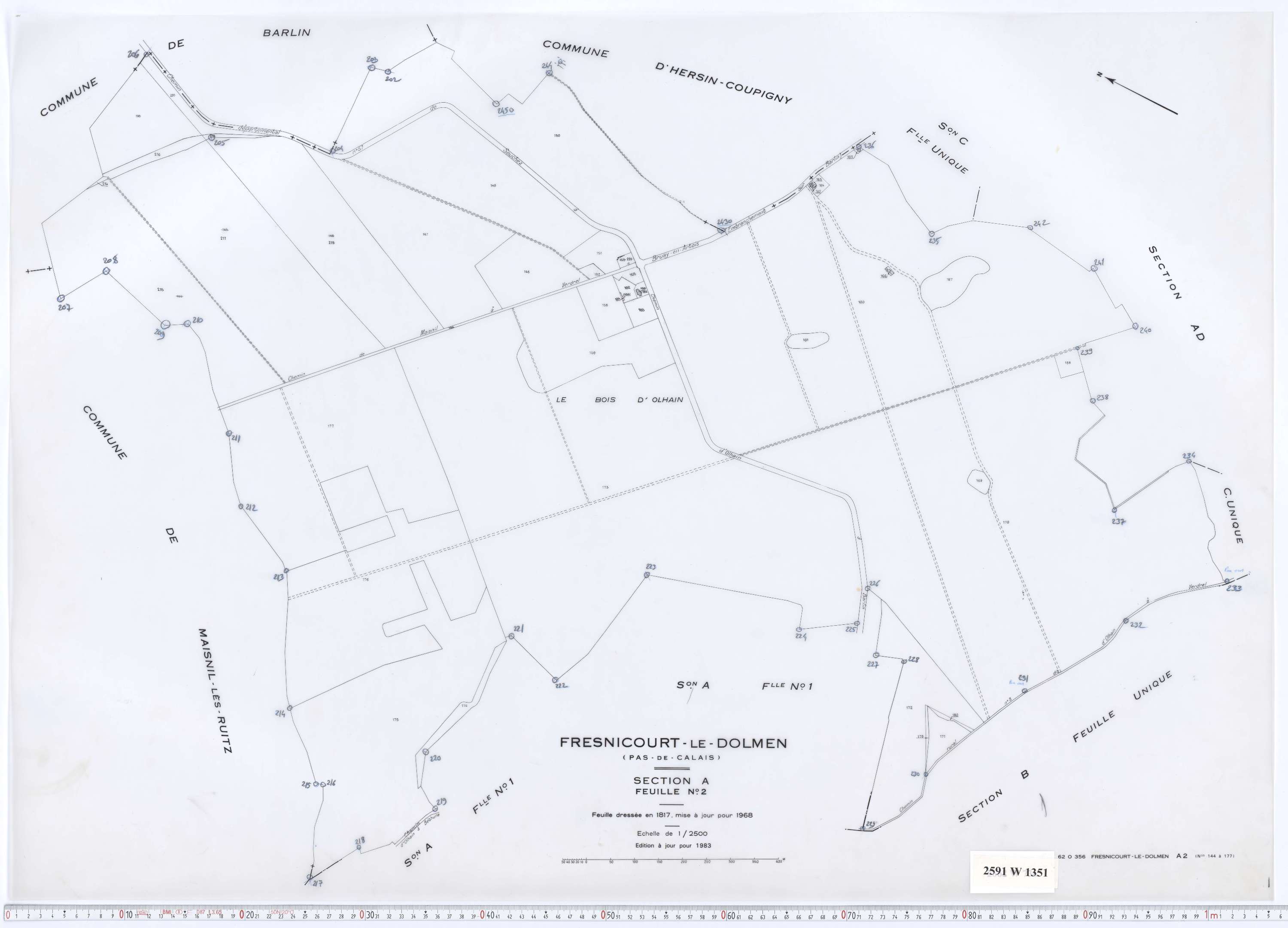 Fresnicourt-le-Dolmen - Section A, feuille 2.