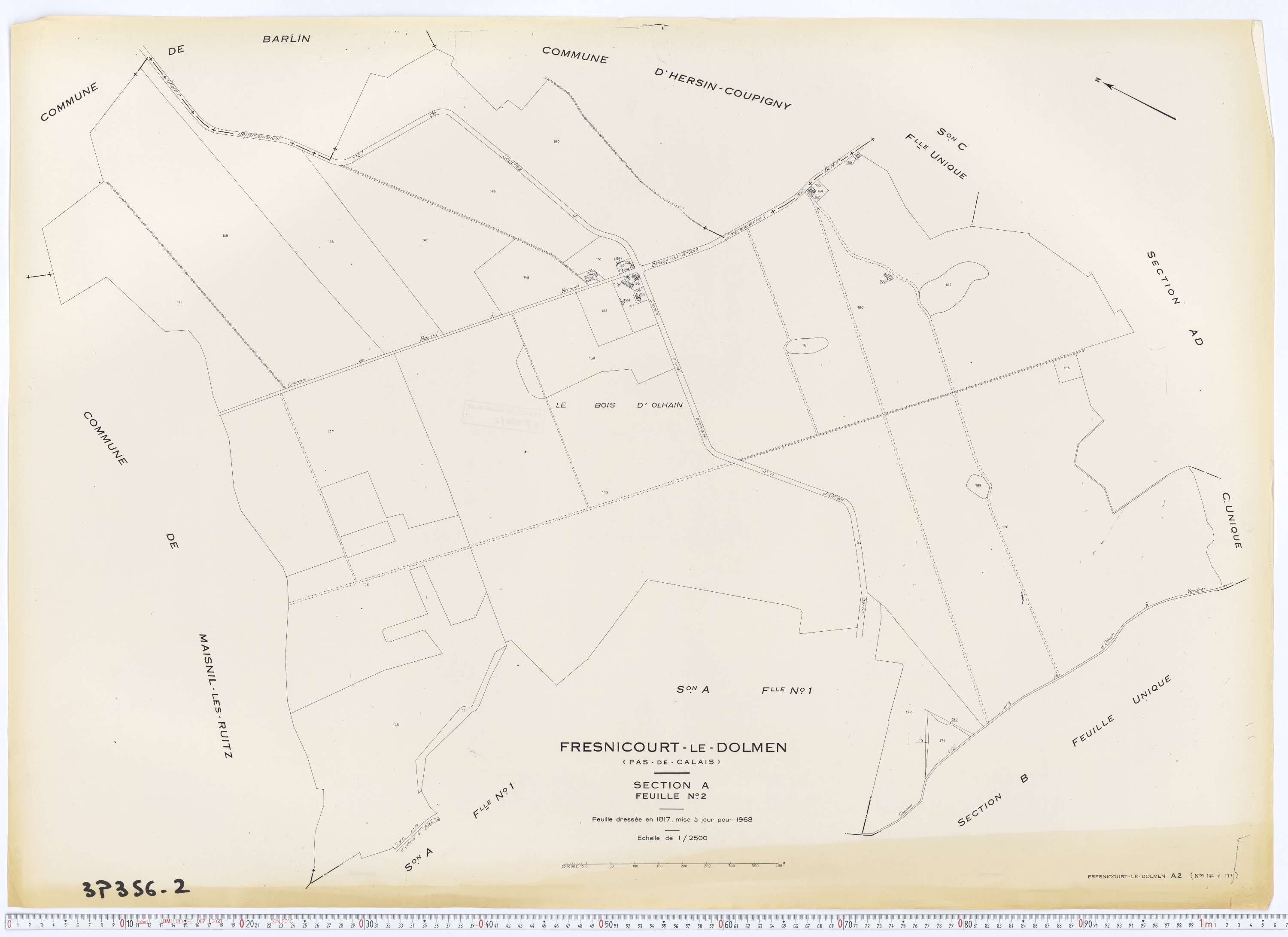 Fresnicourt-le-Dolmen - Section A, feuille 2.