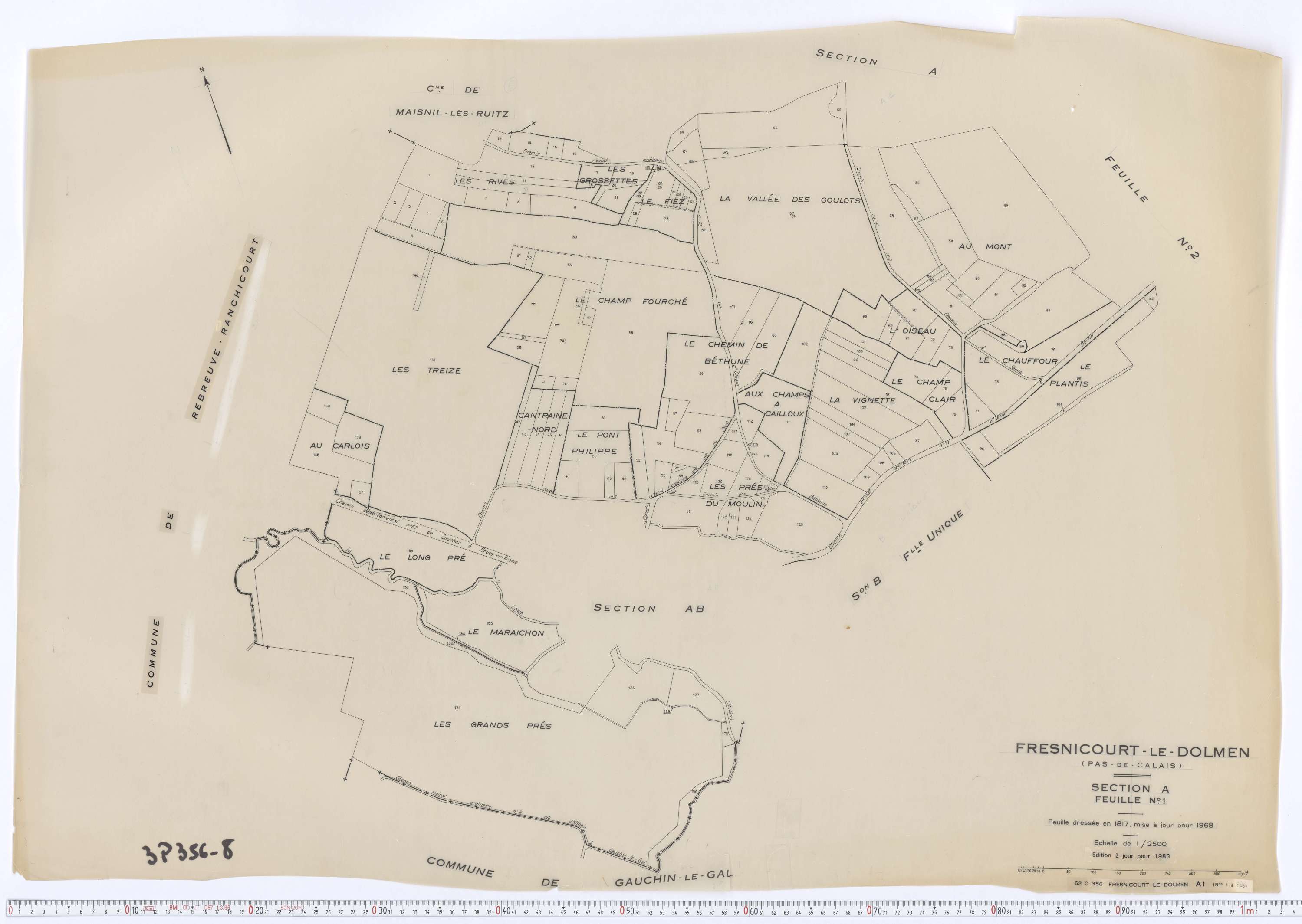 Fresnicourt-le-Dolmen - Section A, feuille 1.