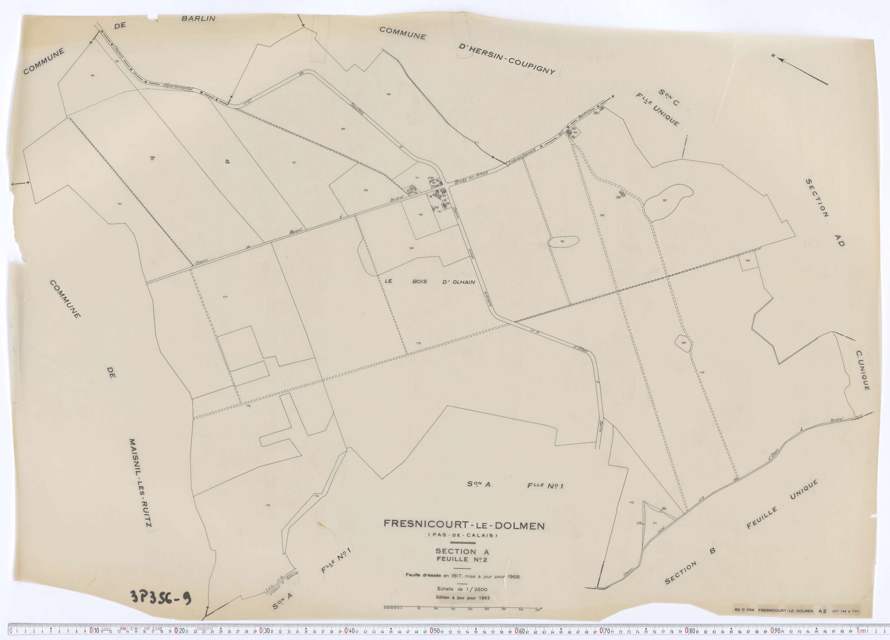 Fresnicourt-le-Dolmen - Section A, feuille 2.