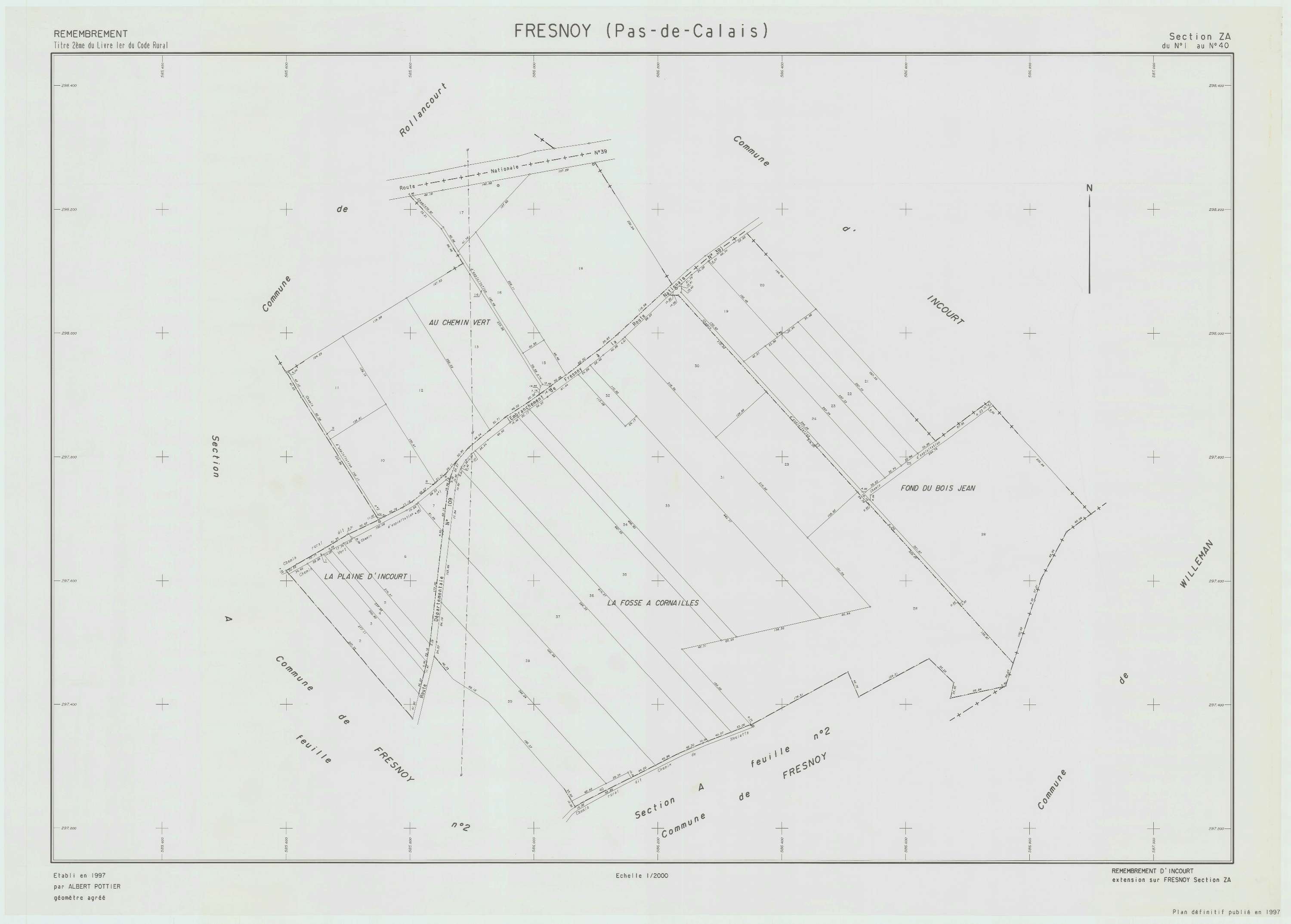 Fresnoy - Plan de remembrement : section ZA.