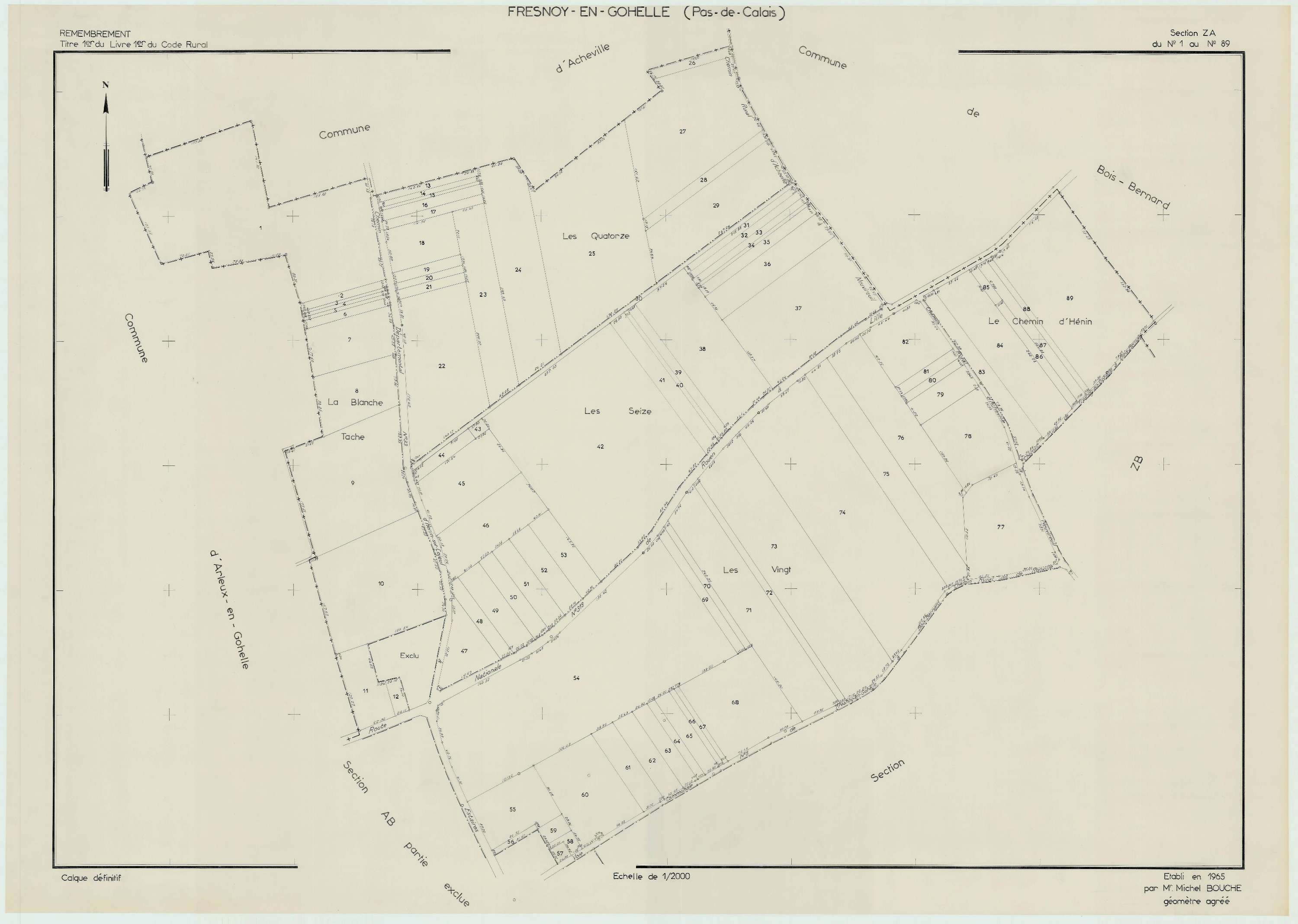 Fresnoy - Plan de remembrement : section ZA.