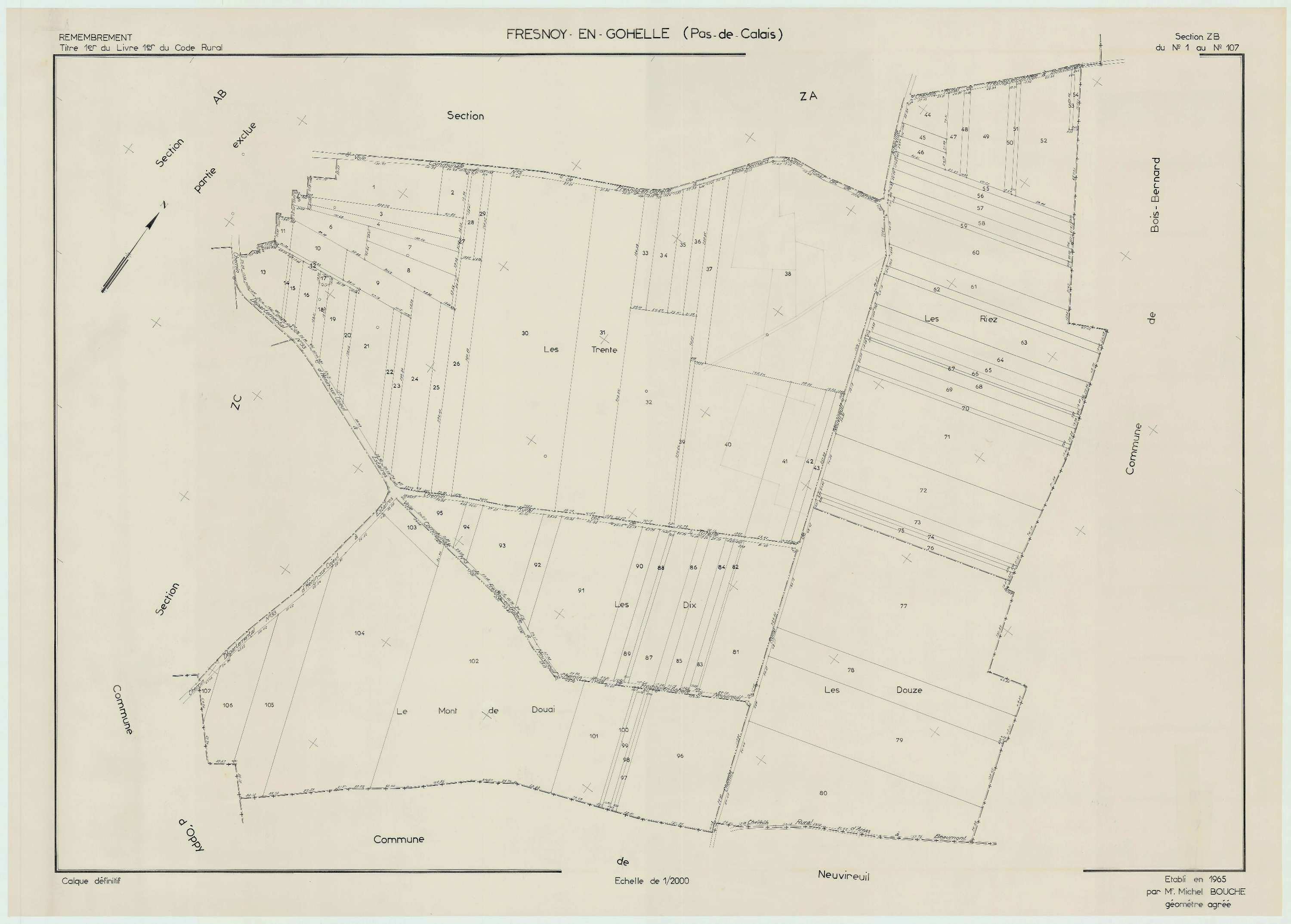 Fresnoy - Plan de remembrement : section ZB.