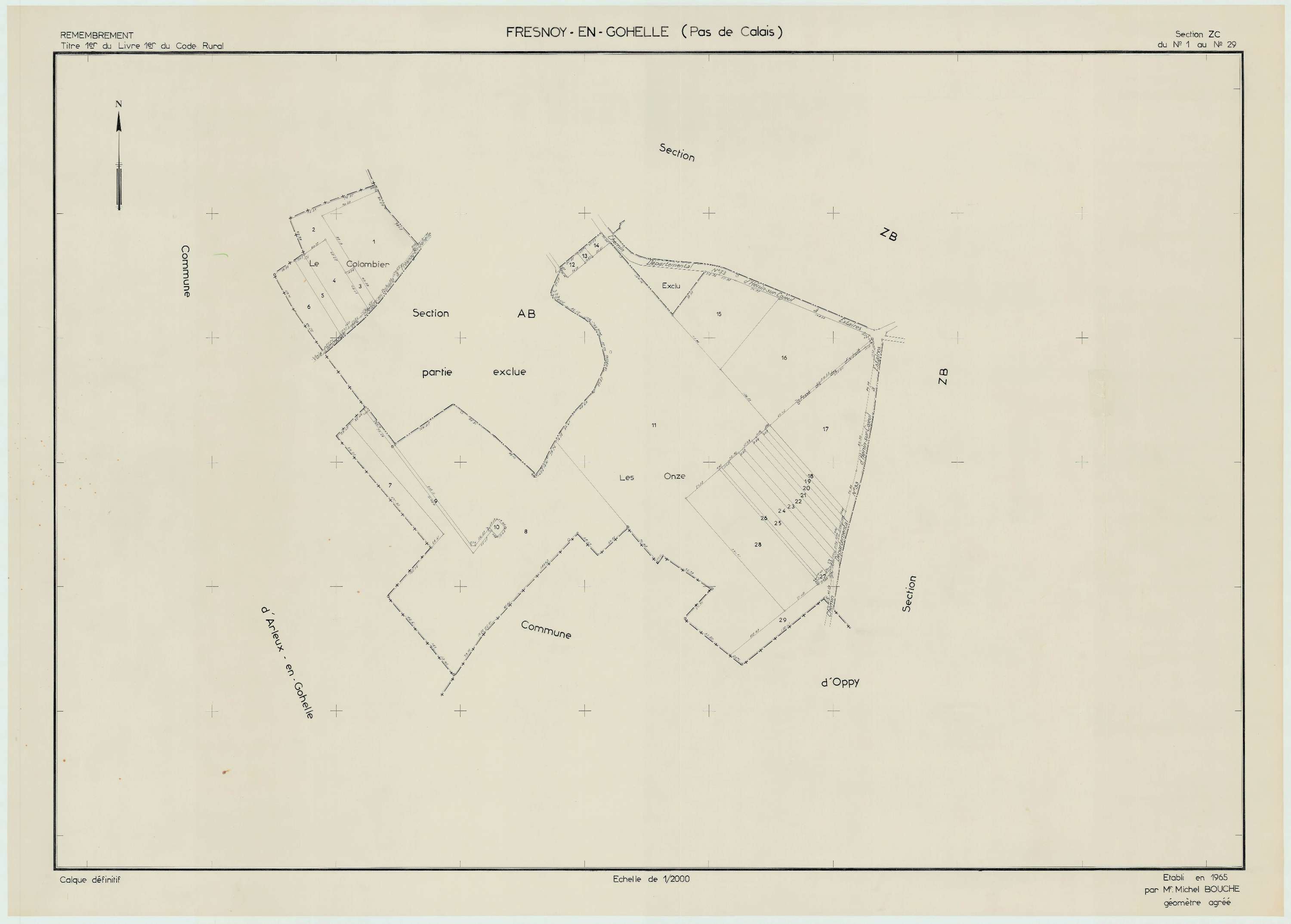 Fresnoy - Plan de remembrement : section ZC.
