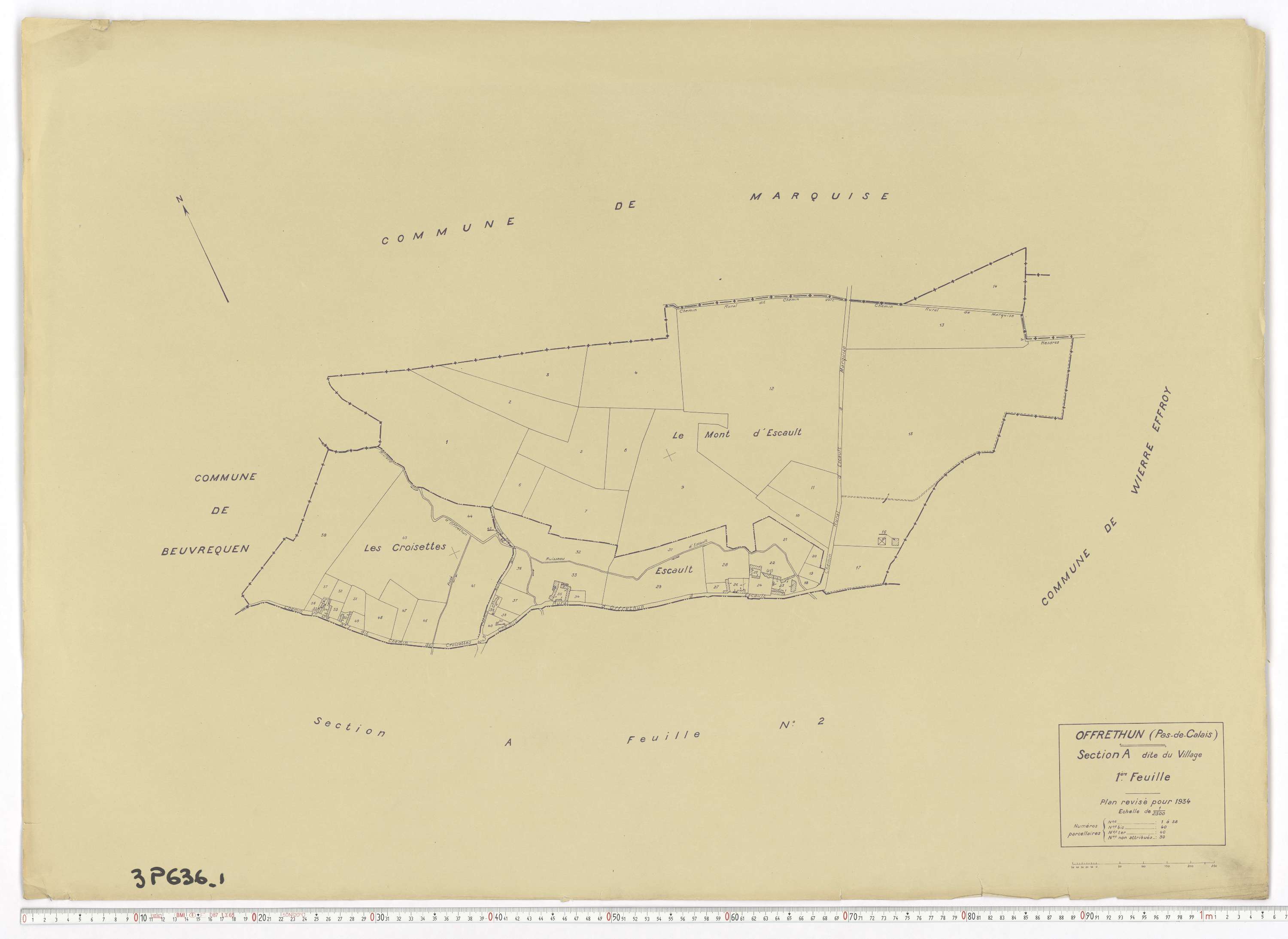 Fréthun - Section A, feuille 1.