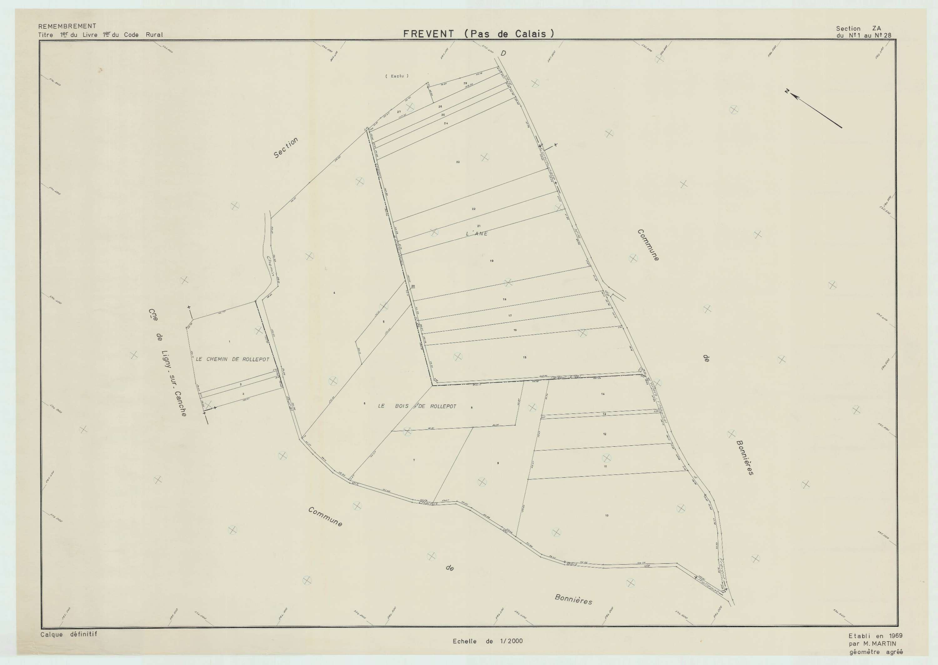 Frévent - Plan de remembrement : section ZA.