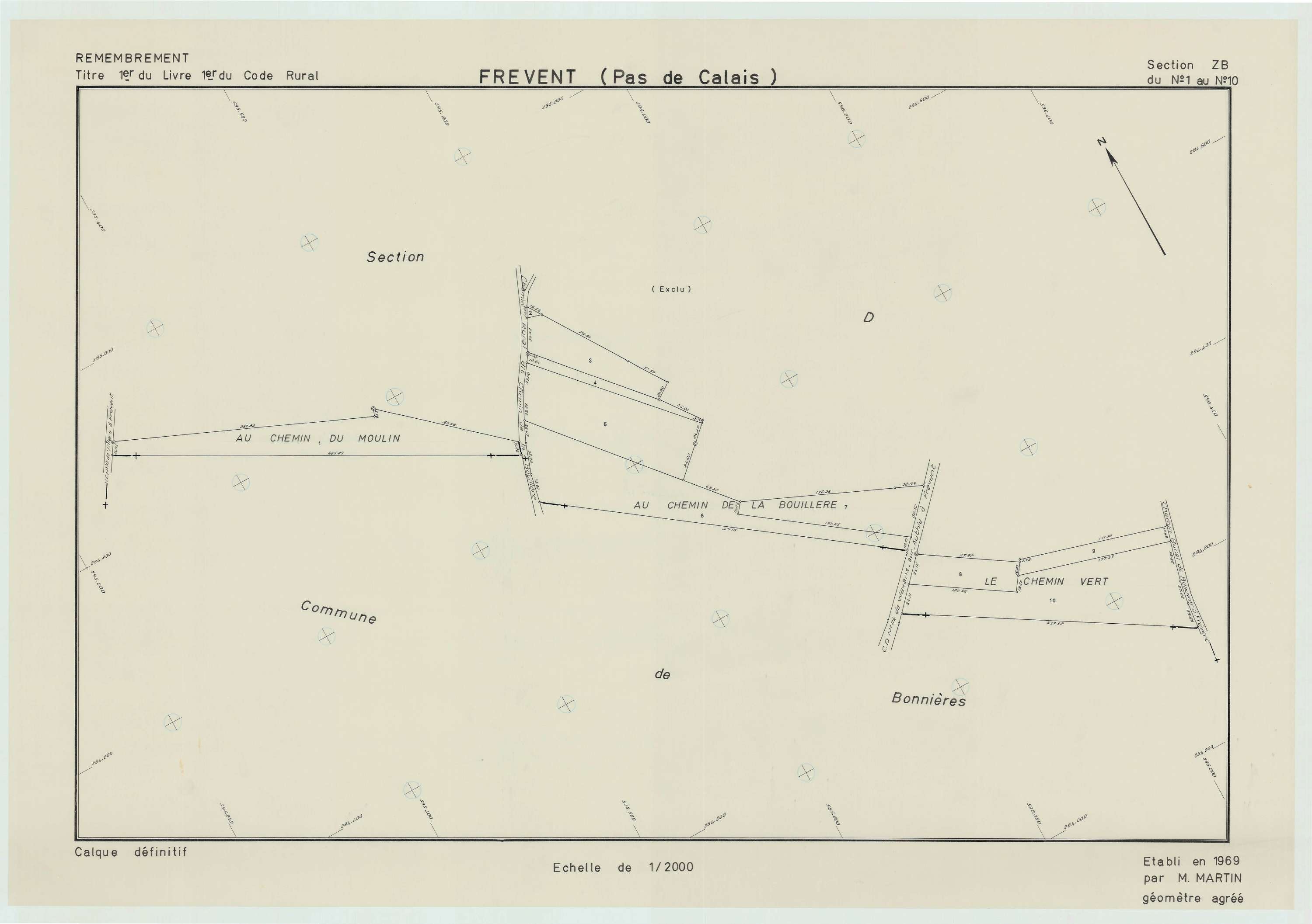 Frévent - Plan de remembrement : section ZB.