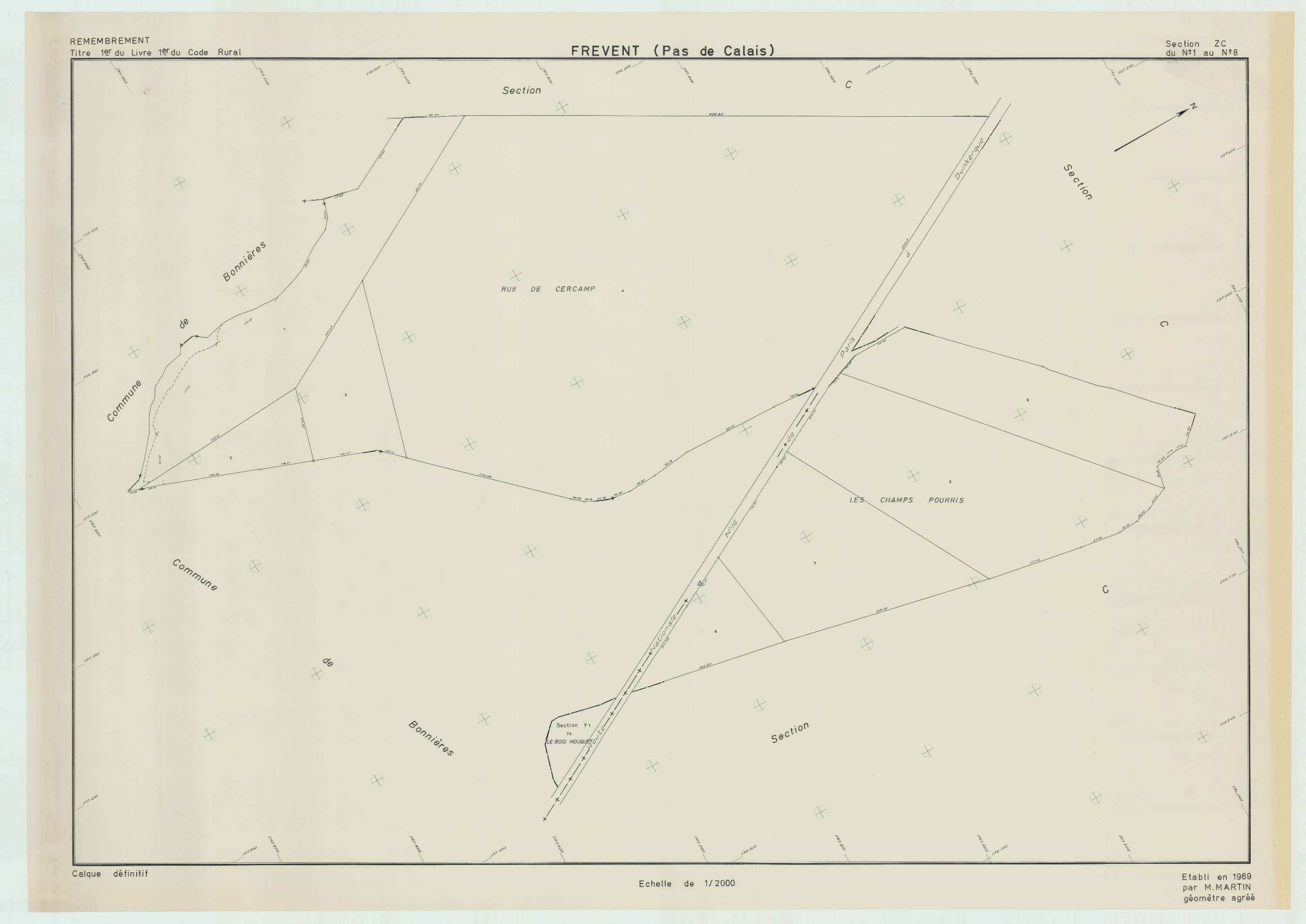 Frévent - Plan de remembrement : section ZC.