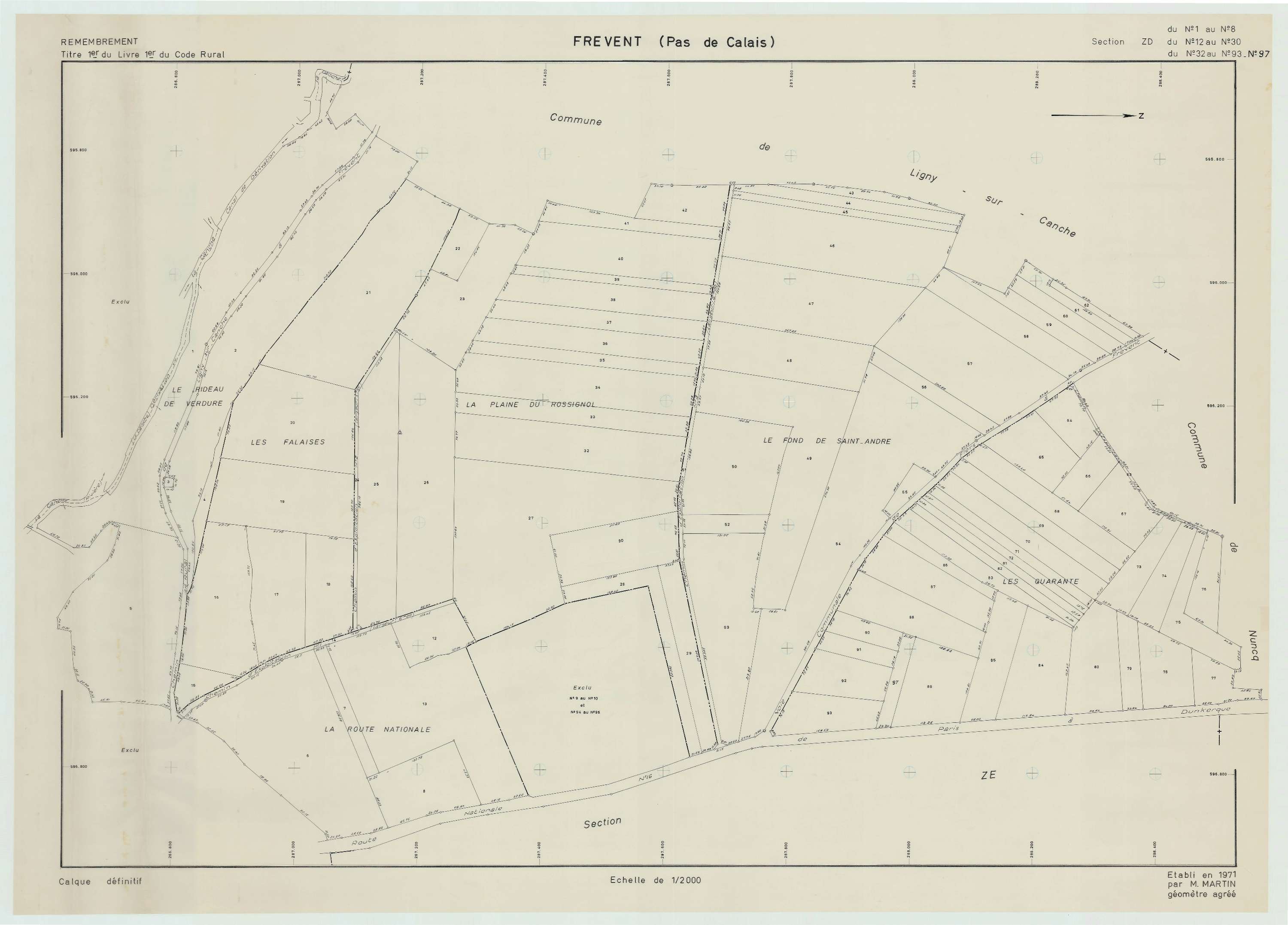 Frévent - Plan de remembrement : section ZD.