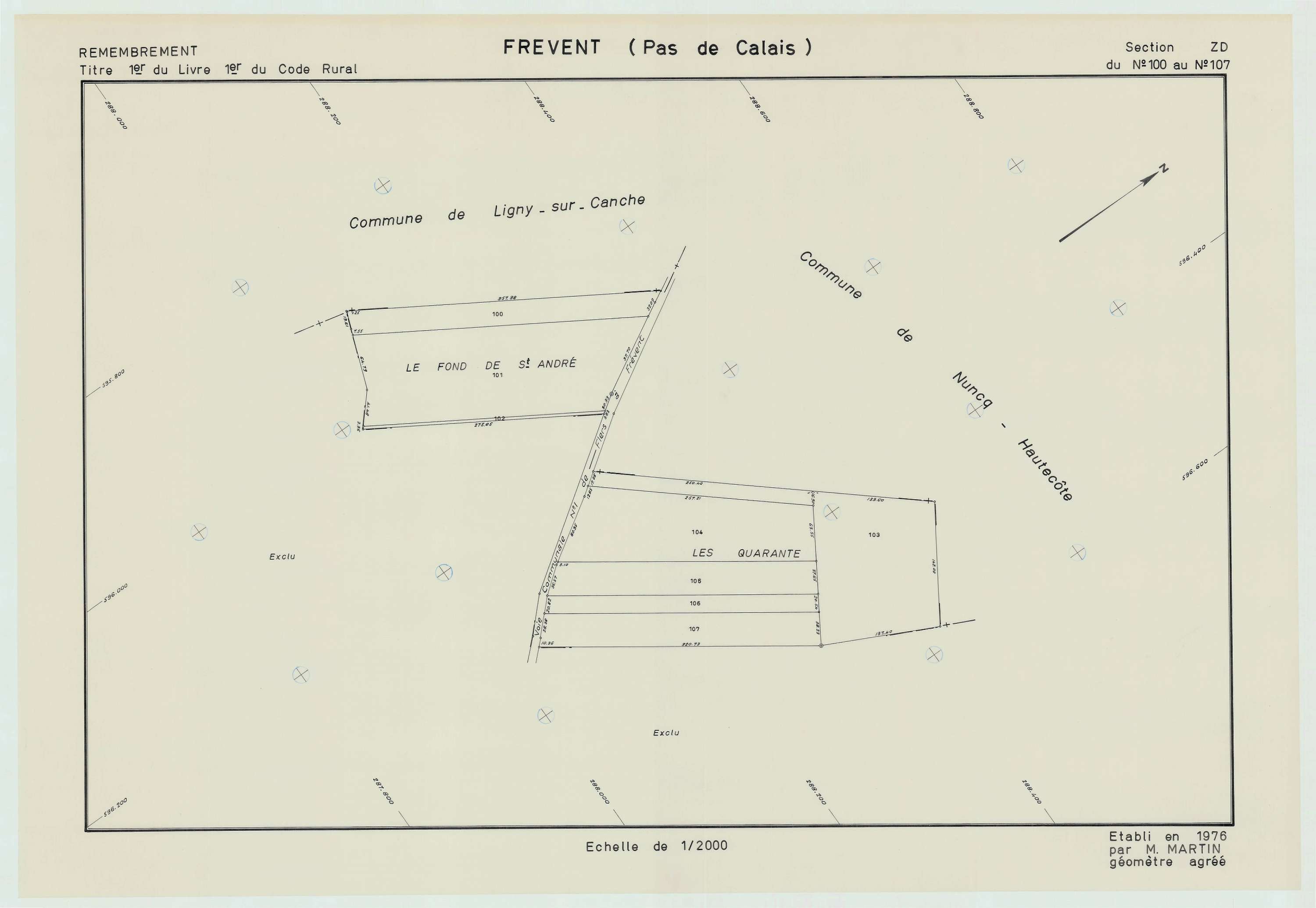 Frévent - Plan de remembrement : section ZD.