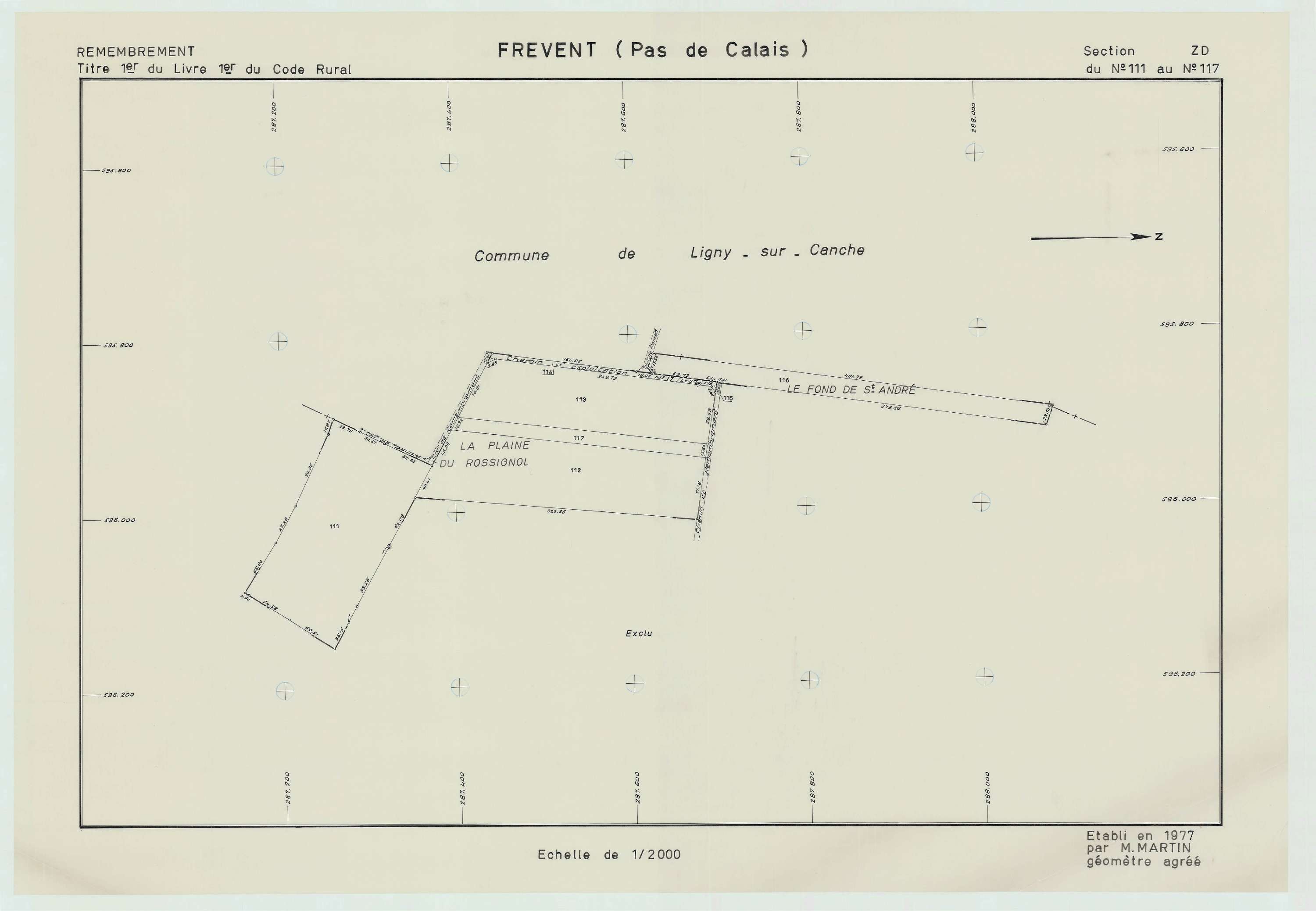 Frévent - Plan de remembrement : section ZD.