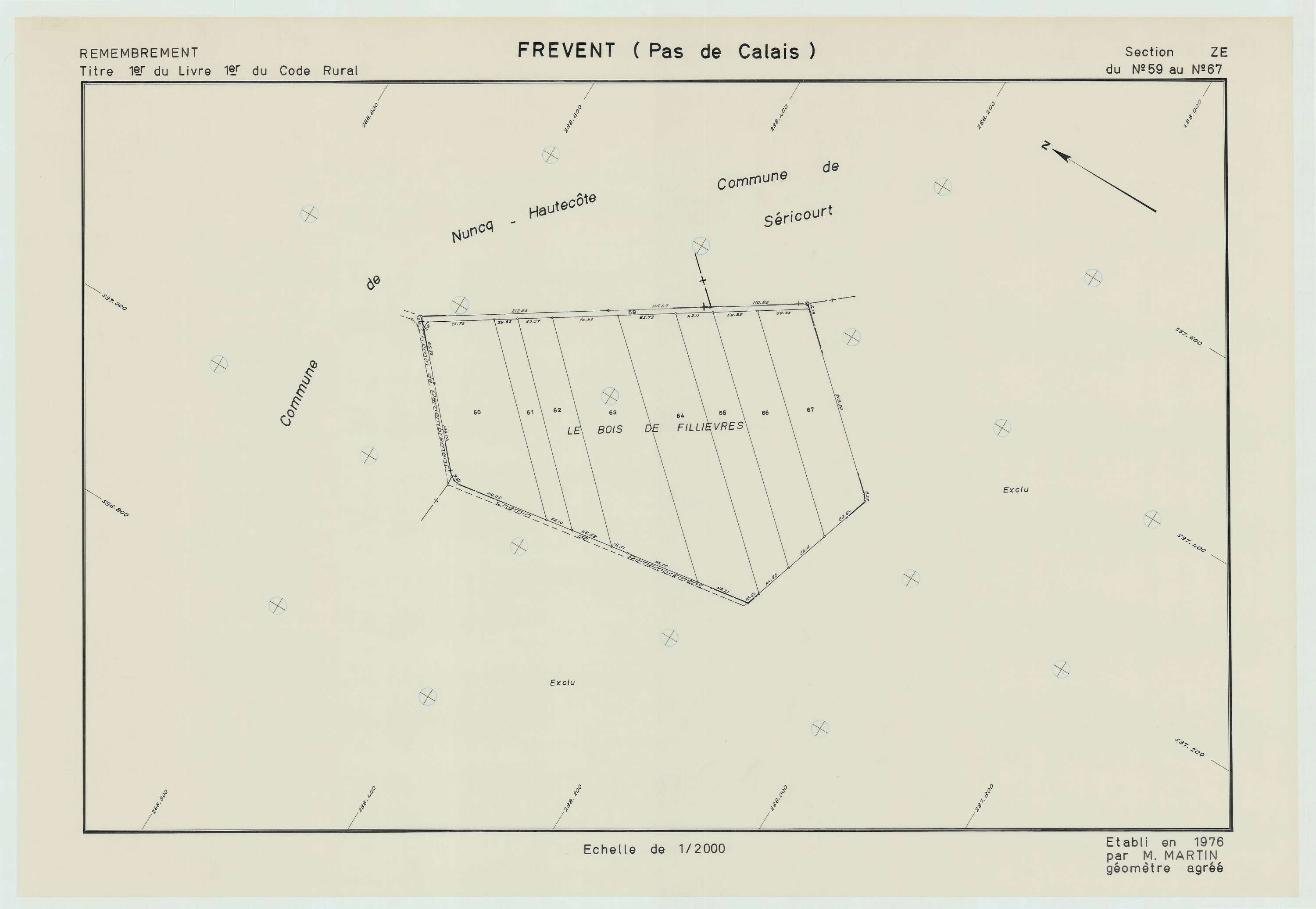 Frévent - Plan de remembrement : section ZE.