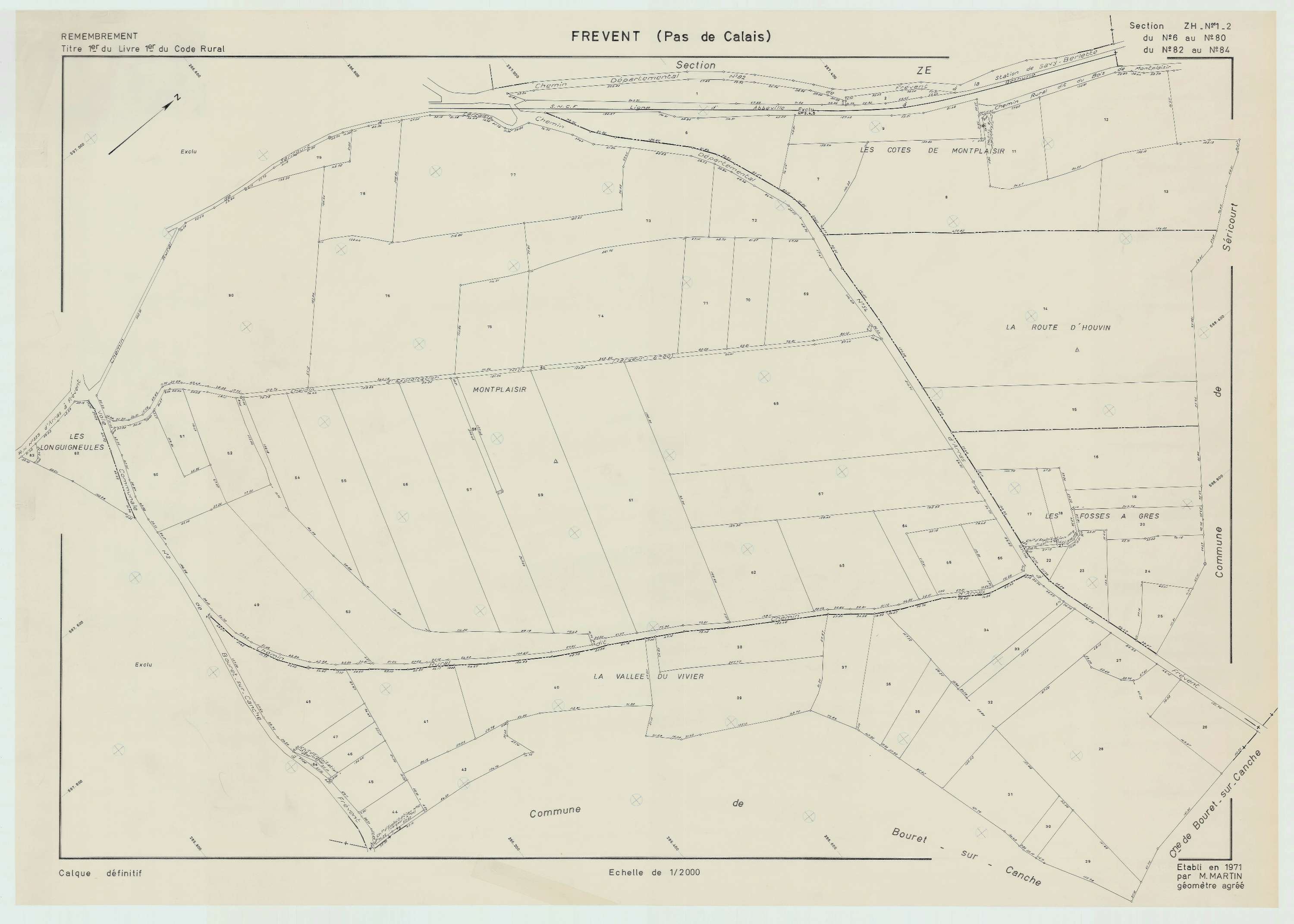Frévent - Plan de remembrement : section ZH.
