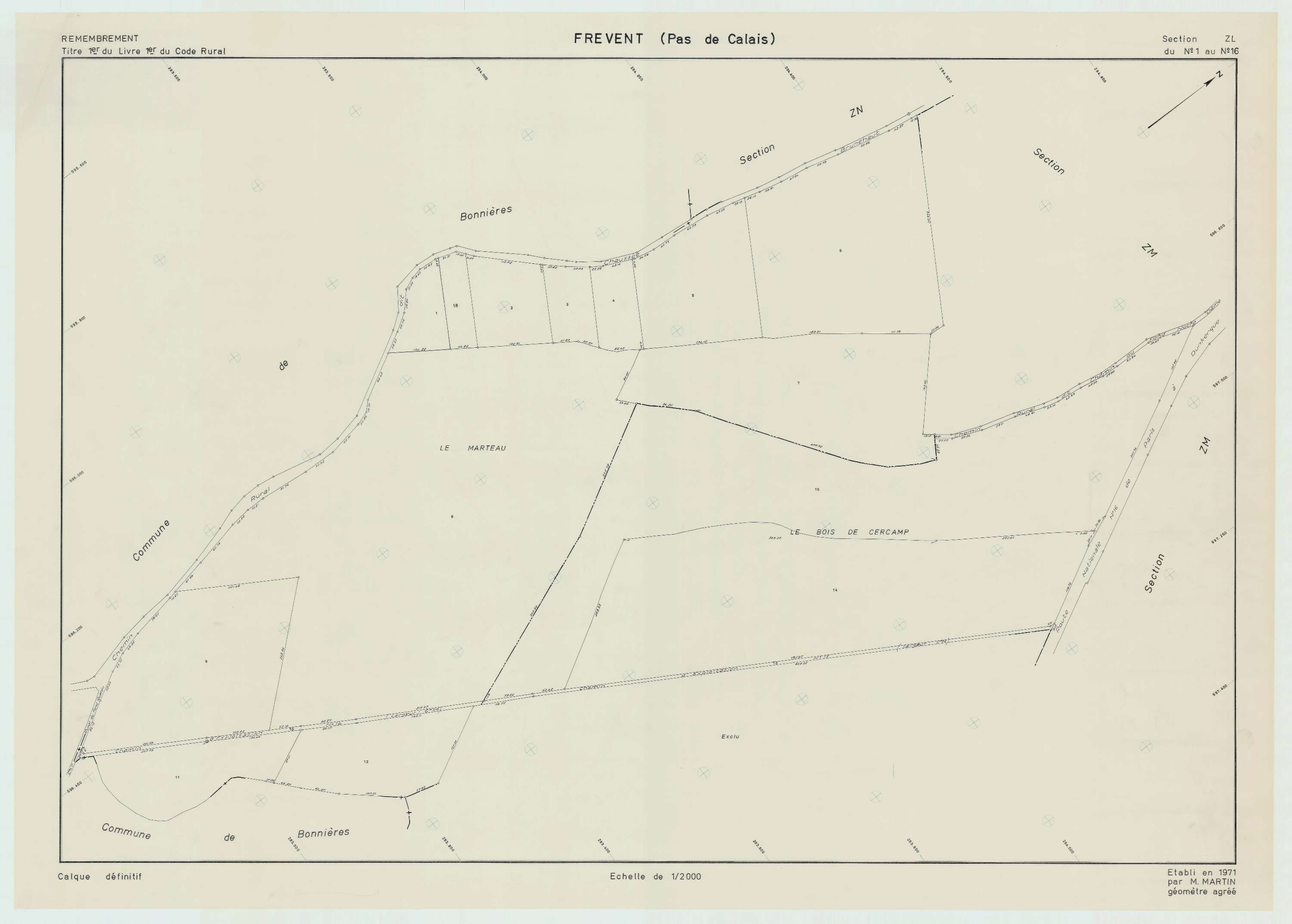 Frévent - Plan de remembrement : section ZL.