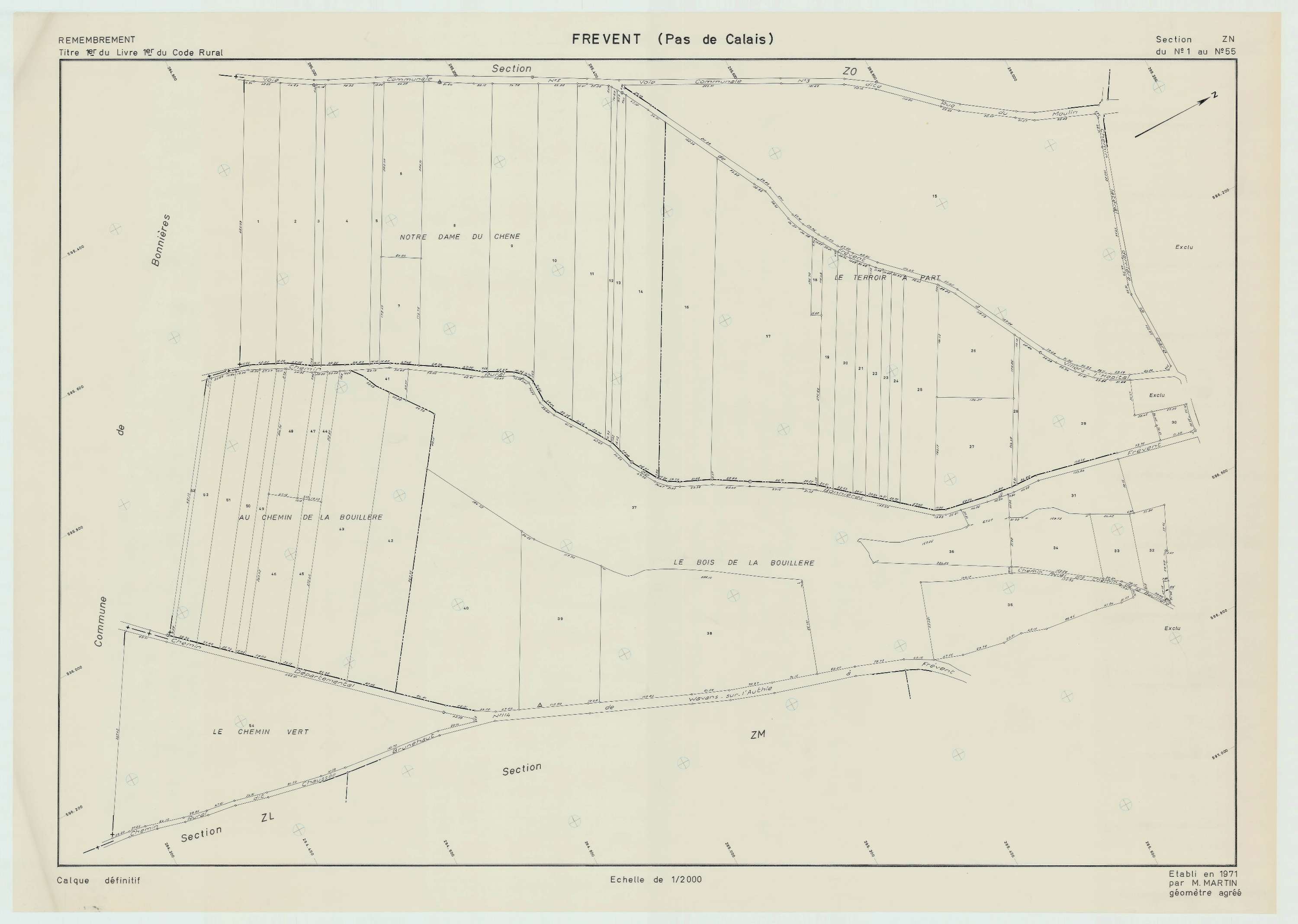 Frévent - Plan de remembrement : section ZN.