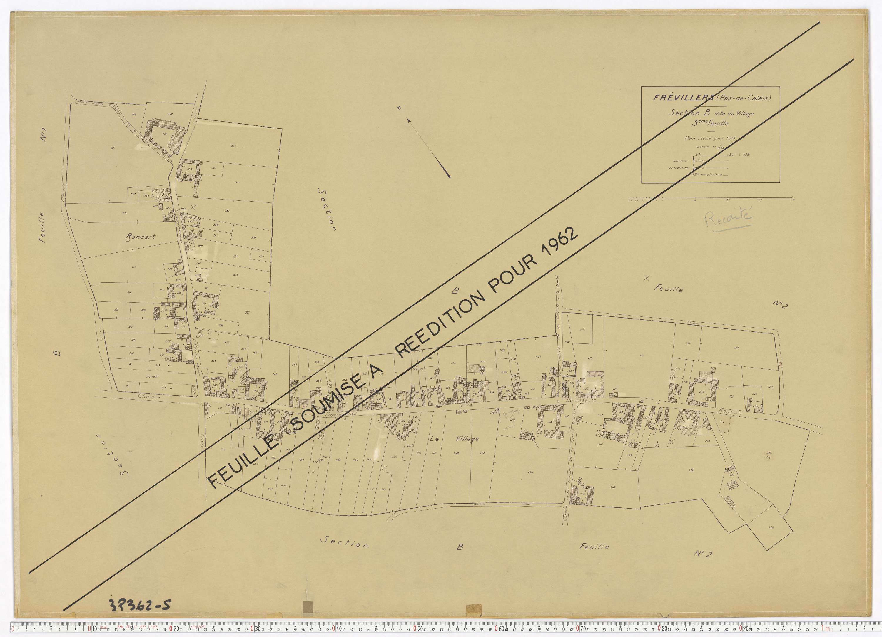 Frévillers - Section B, feuille 3.