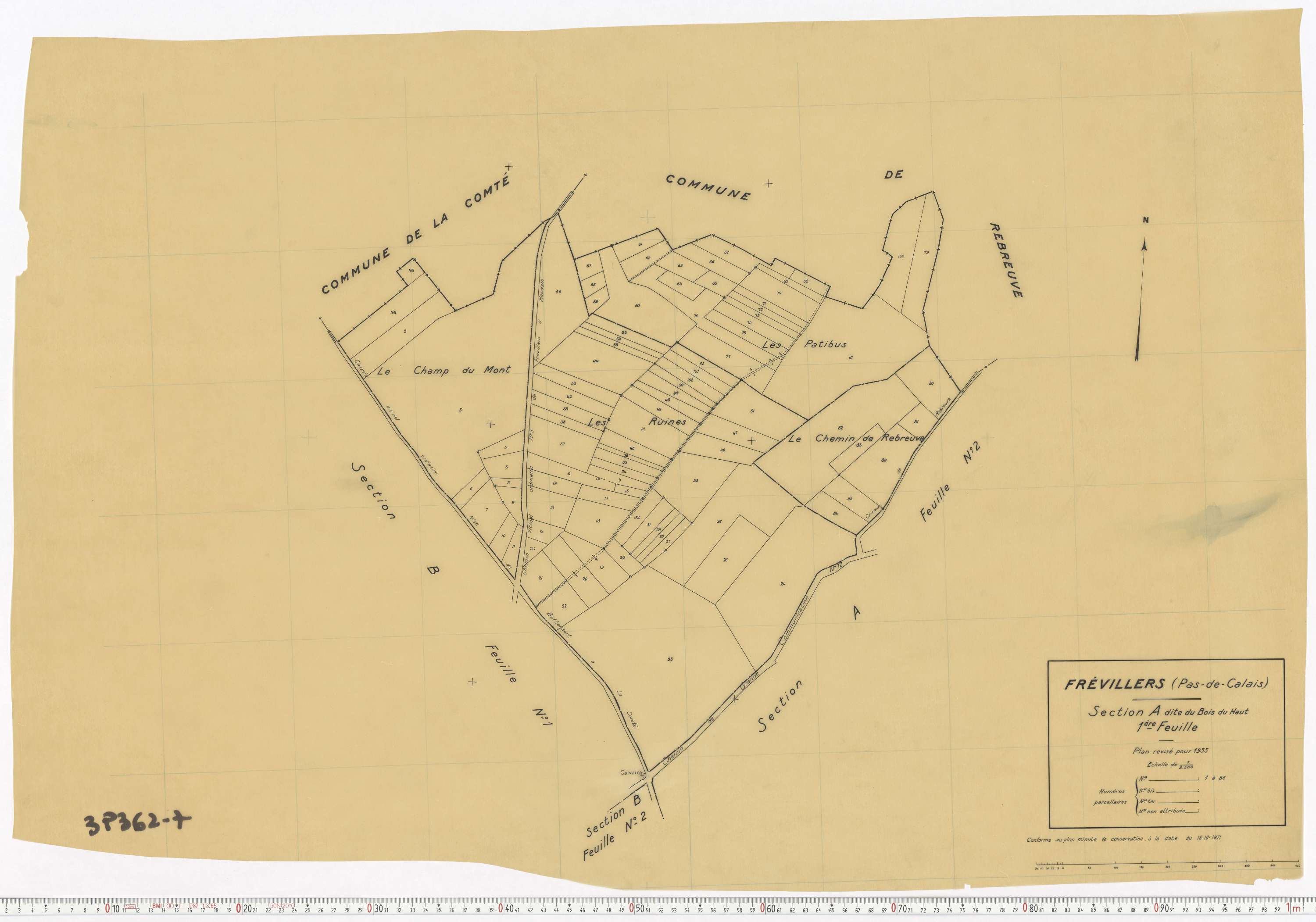 Frévillers - Section A, feuille 1.
