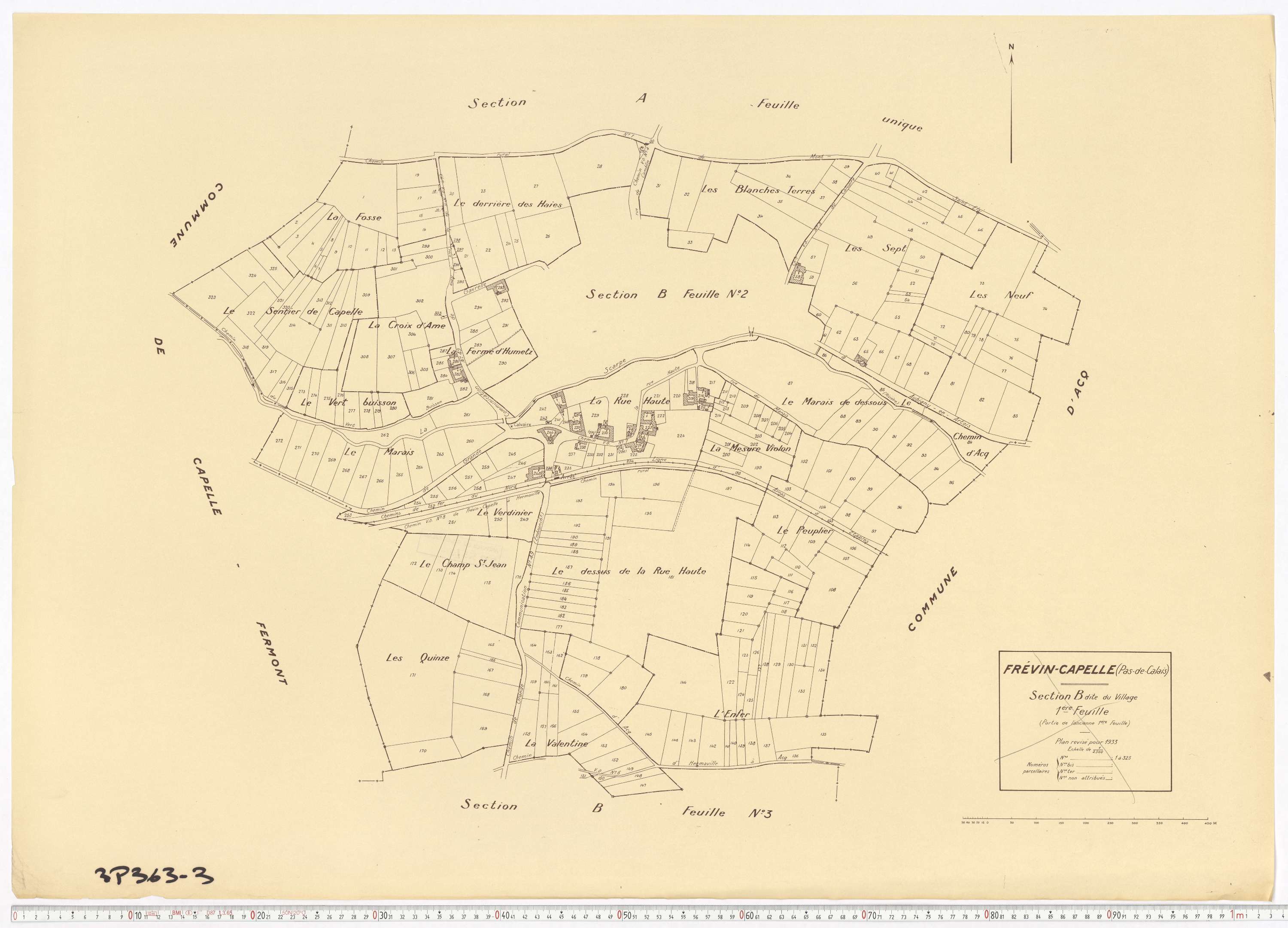 Frévin-Capelle - Section B, feuille 1.