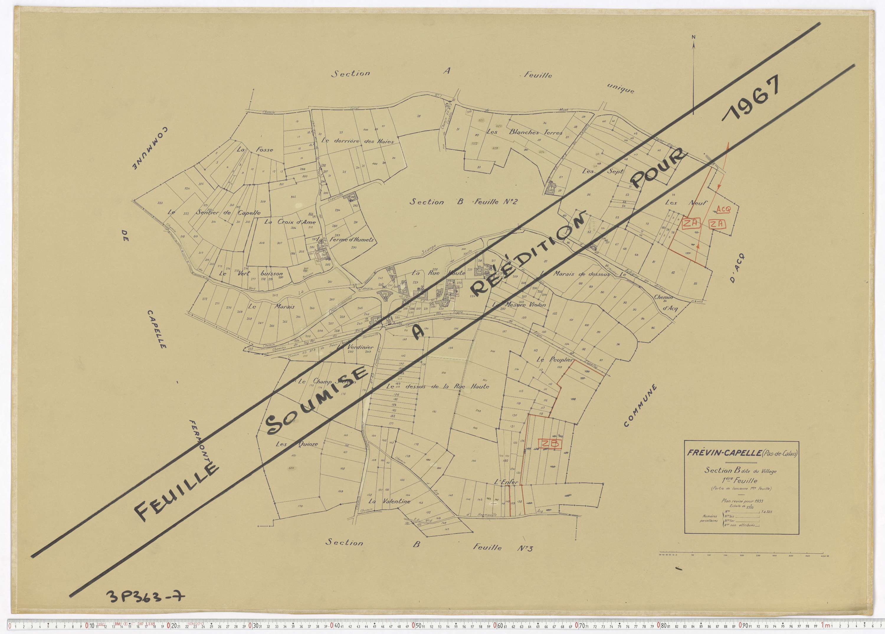 Frévin-Capelle - Section B, feuille 1.