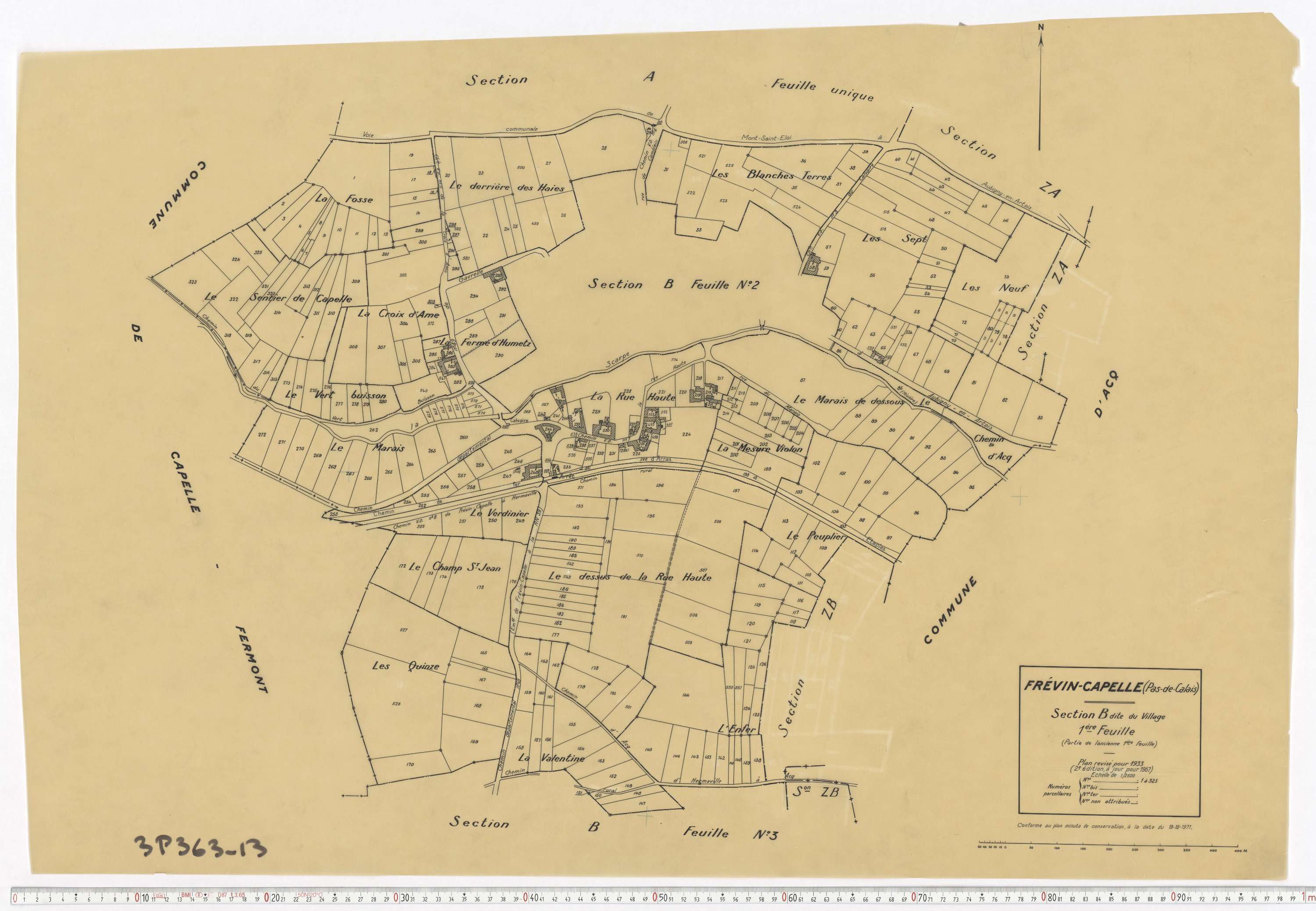 Frévin-Capelle - Section B, feuille 1.