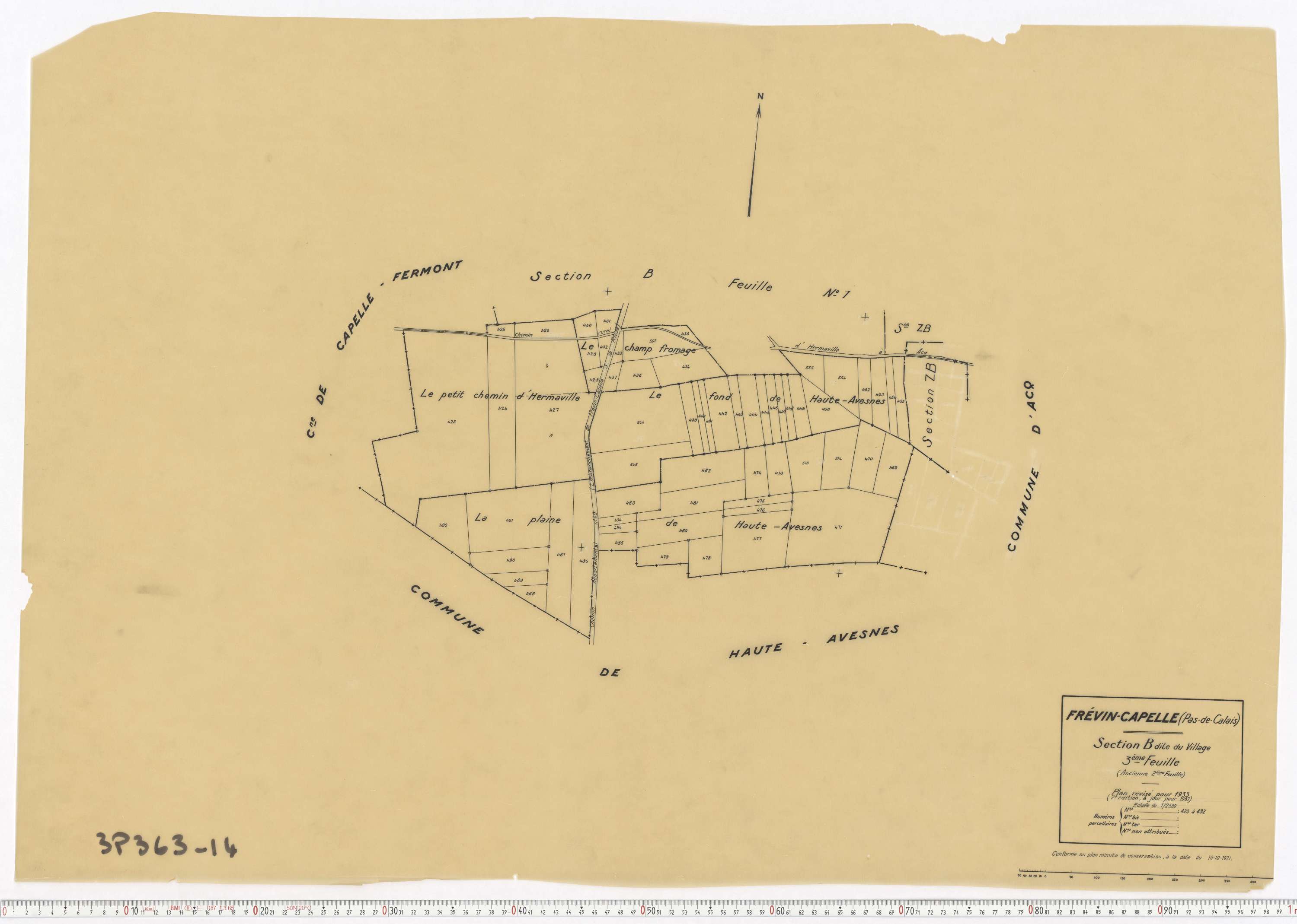 Frévin-Capelle - Section B, feuille 2.