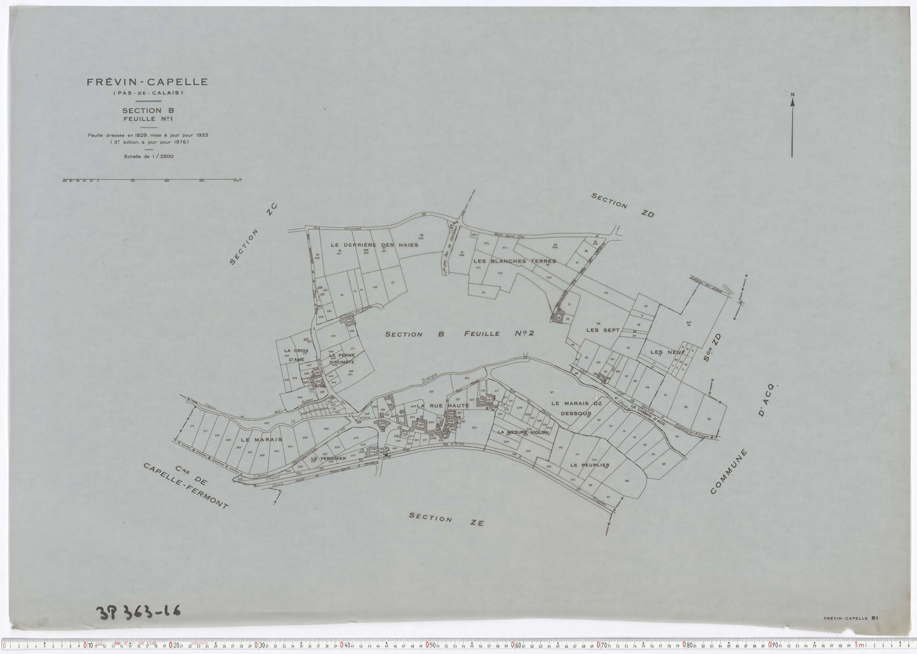 Frévin-Capelle - Section B, feuille 1.