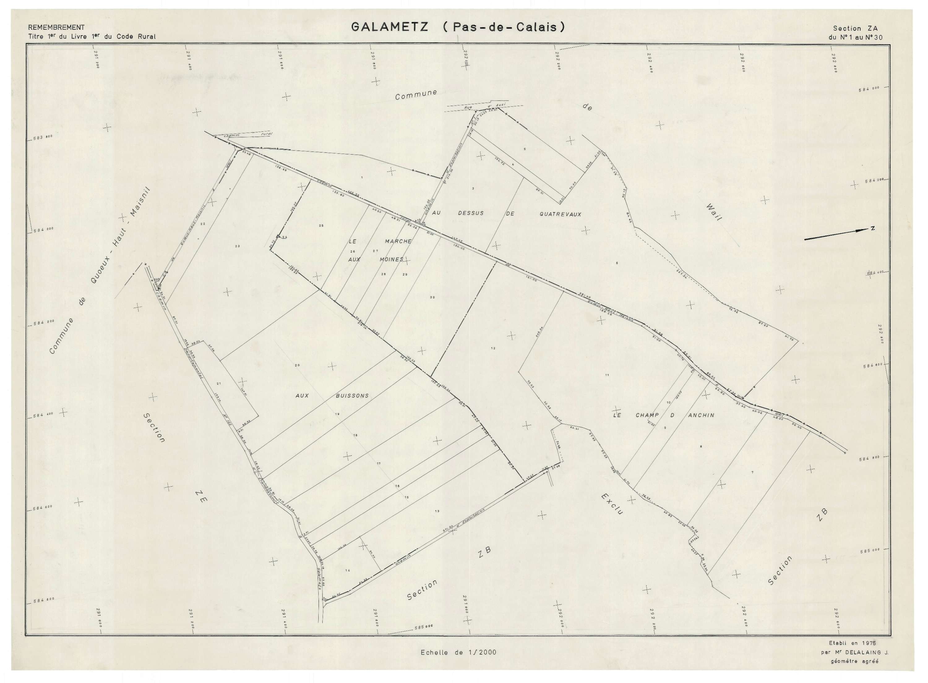 Galametz - Plan de remembrement : section ZA.
