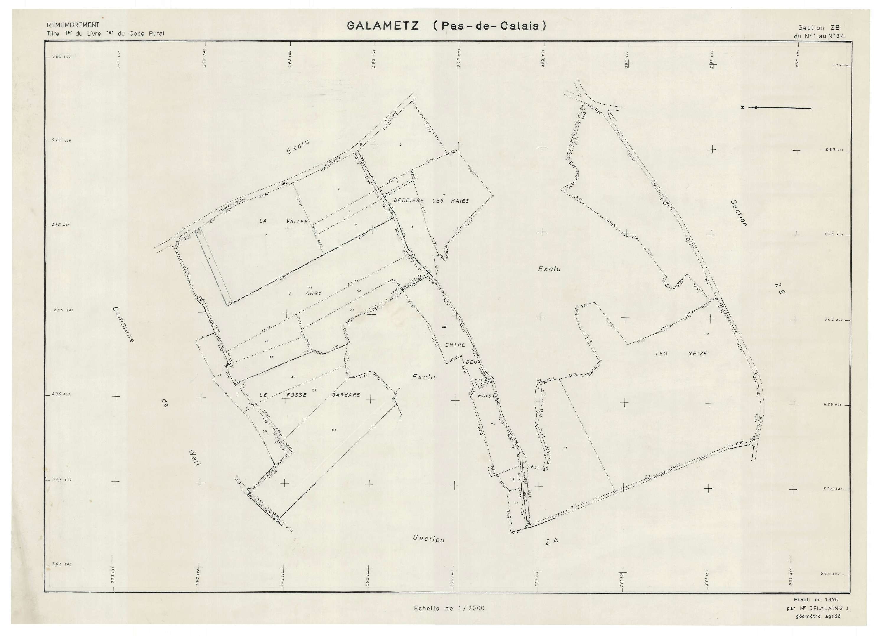 Galametz - Plan de remembrement : section ZB.