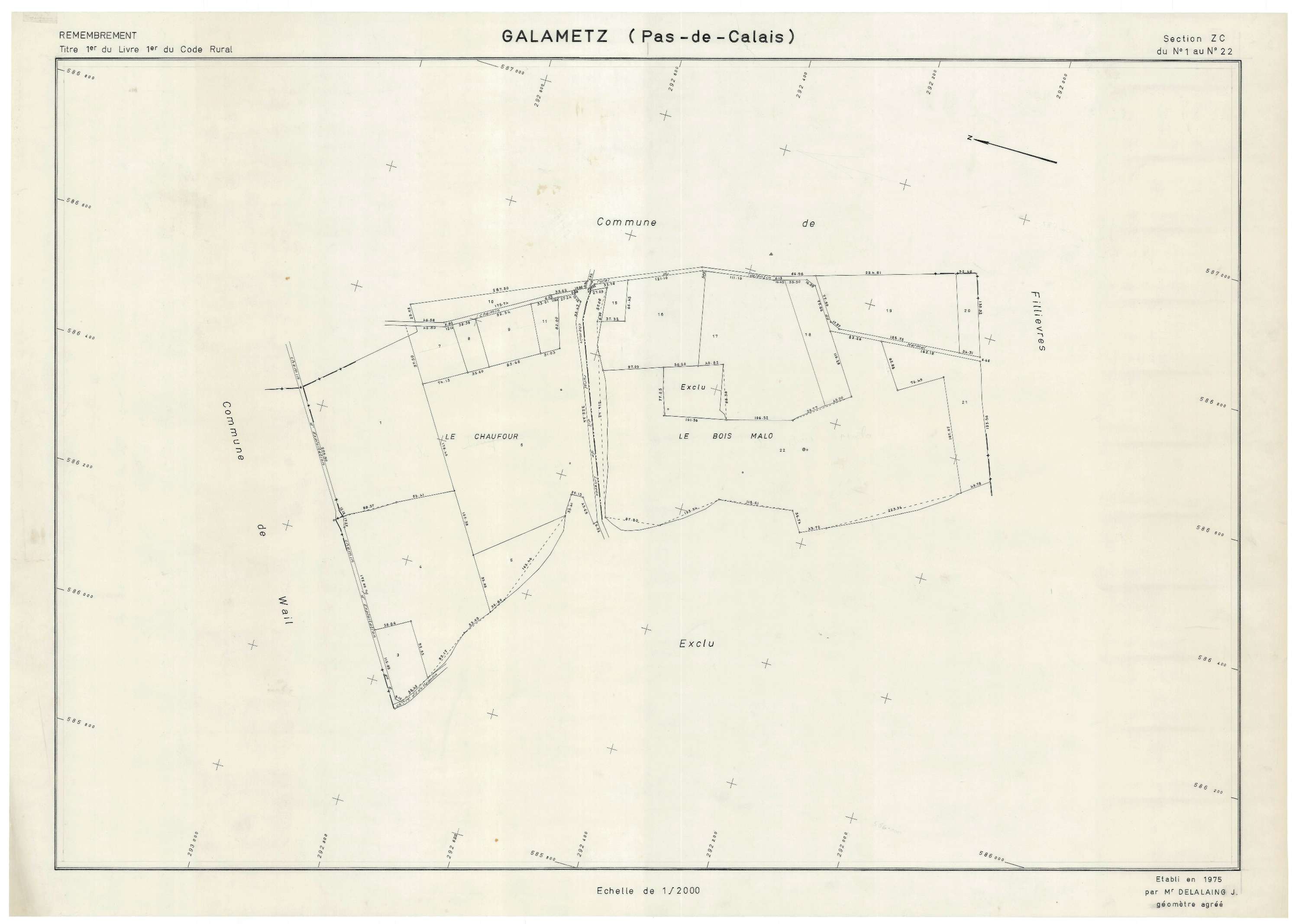 Galametz - Plan de remembrement : section ZC.