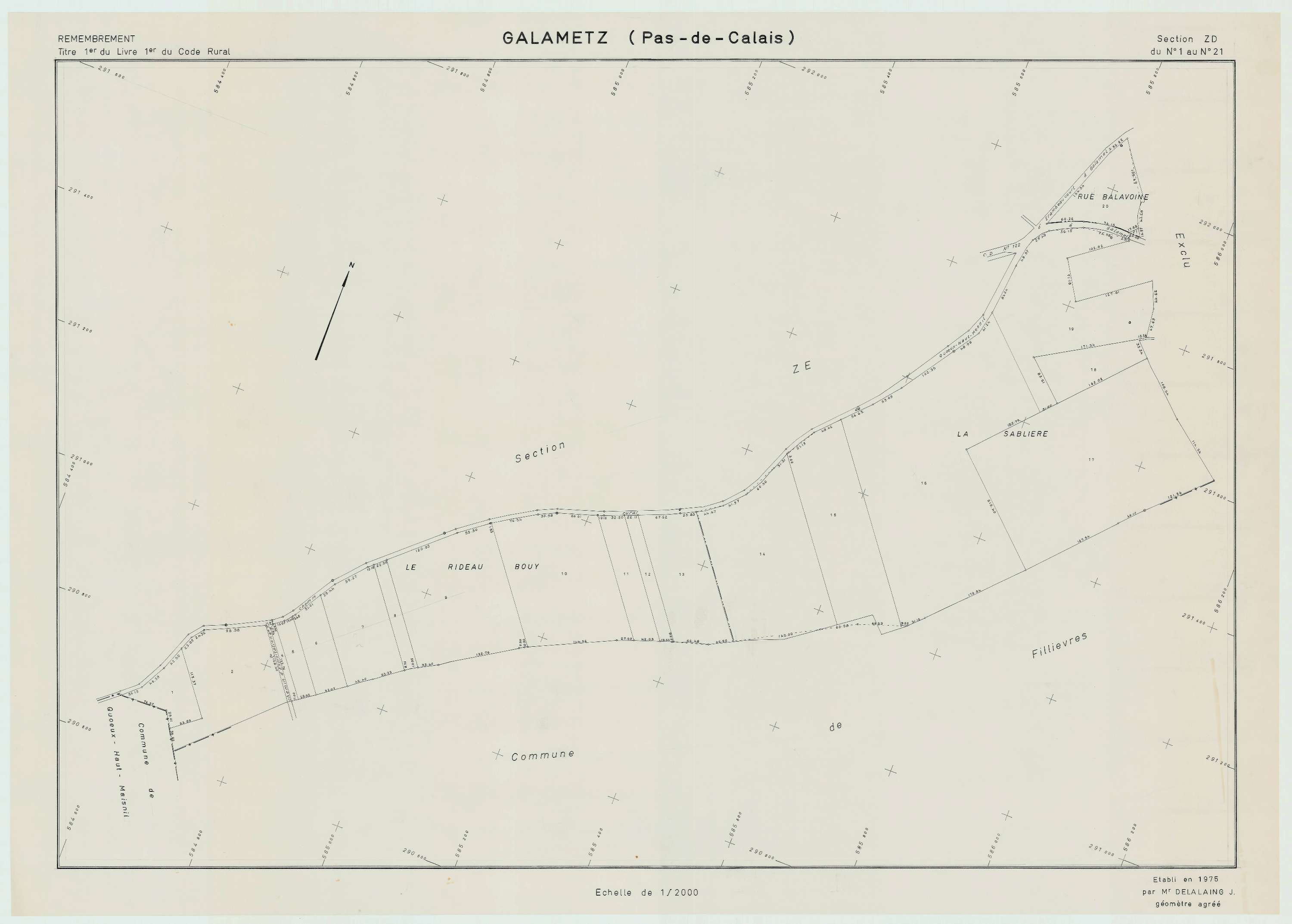 Galametz - Plan de remembrement : section ZD.
