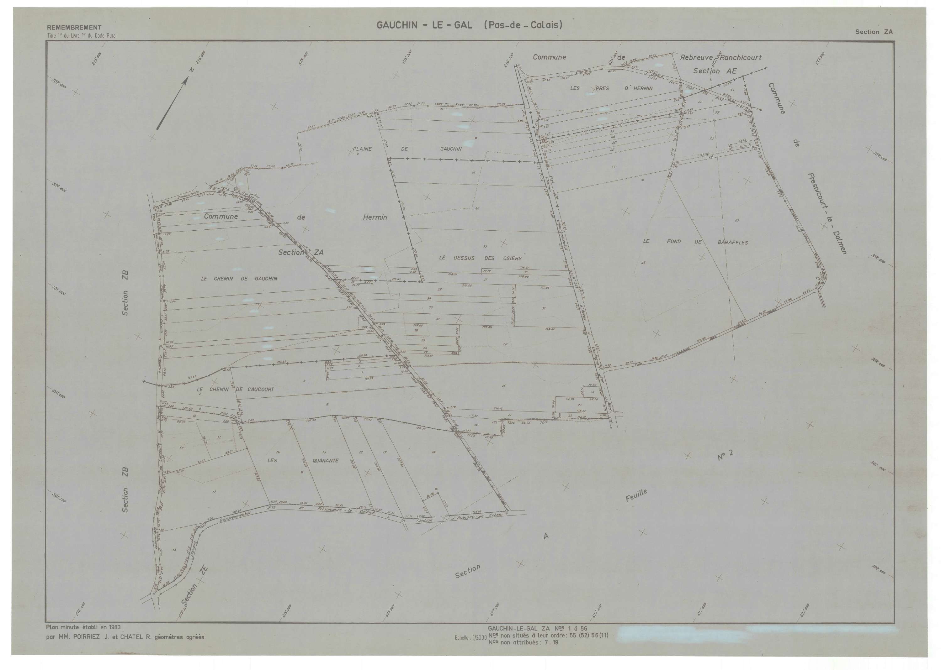 Gauchin-Légal - Plan de remembrement : section ZA.