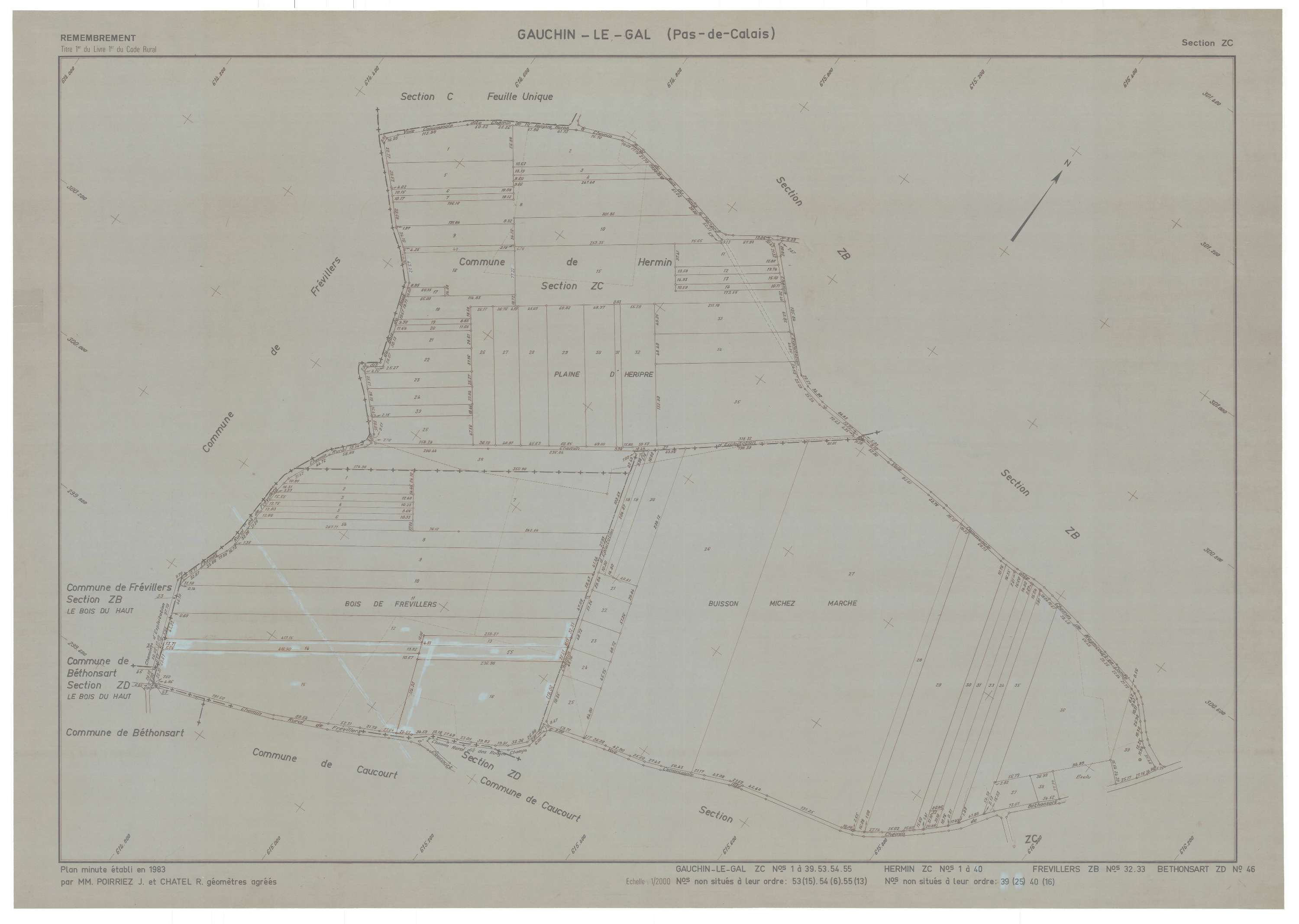 Gauchin-Légal - Plan de remembrement : section ZC.