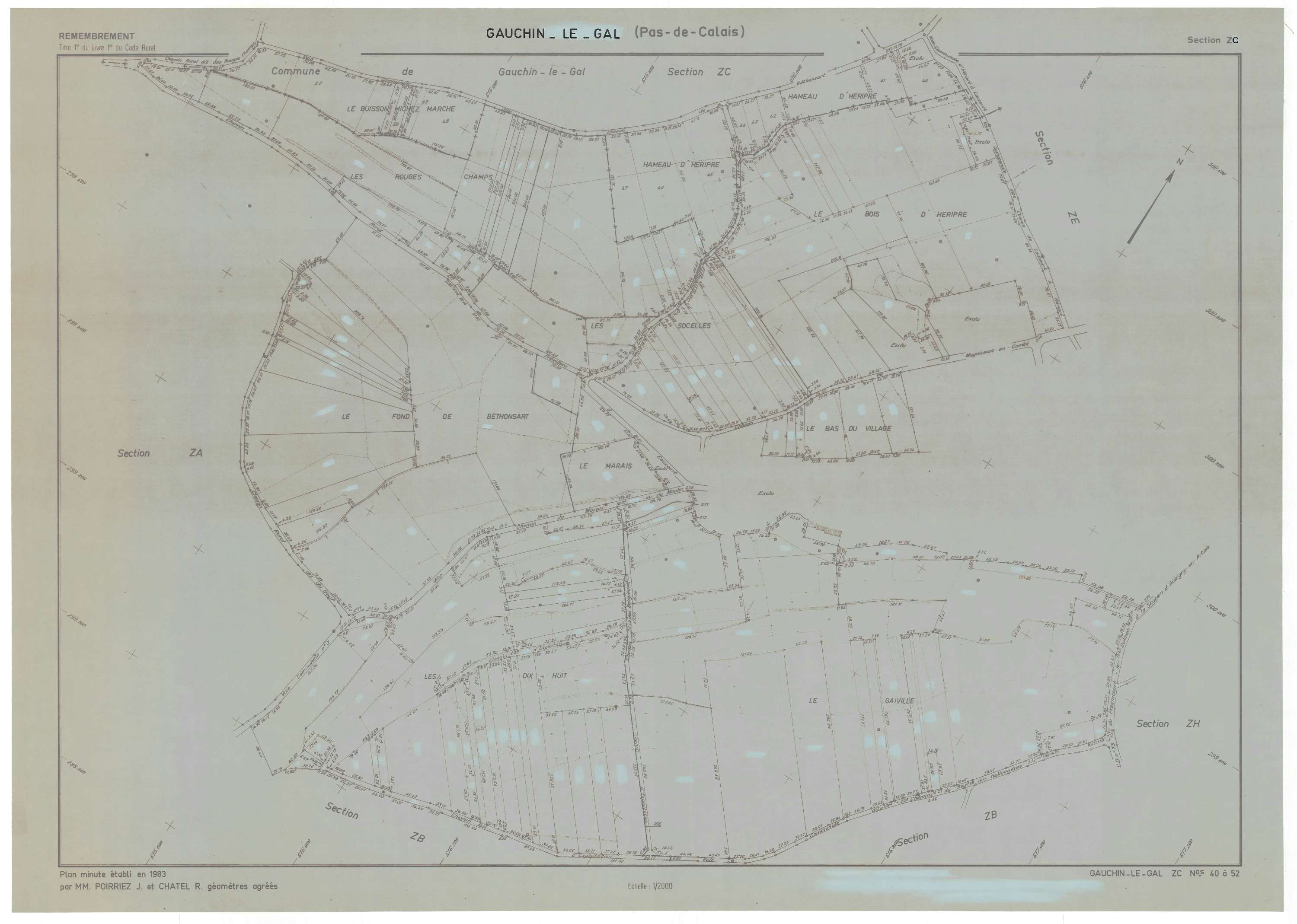 Gauchin-Légal - Plan de remembrement : section ZC.