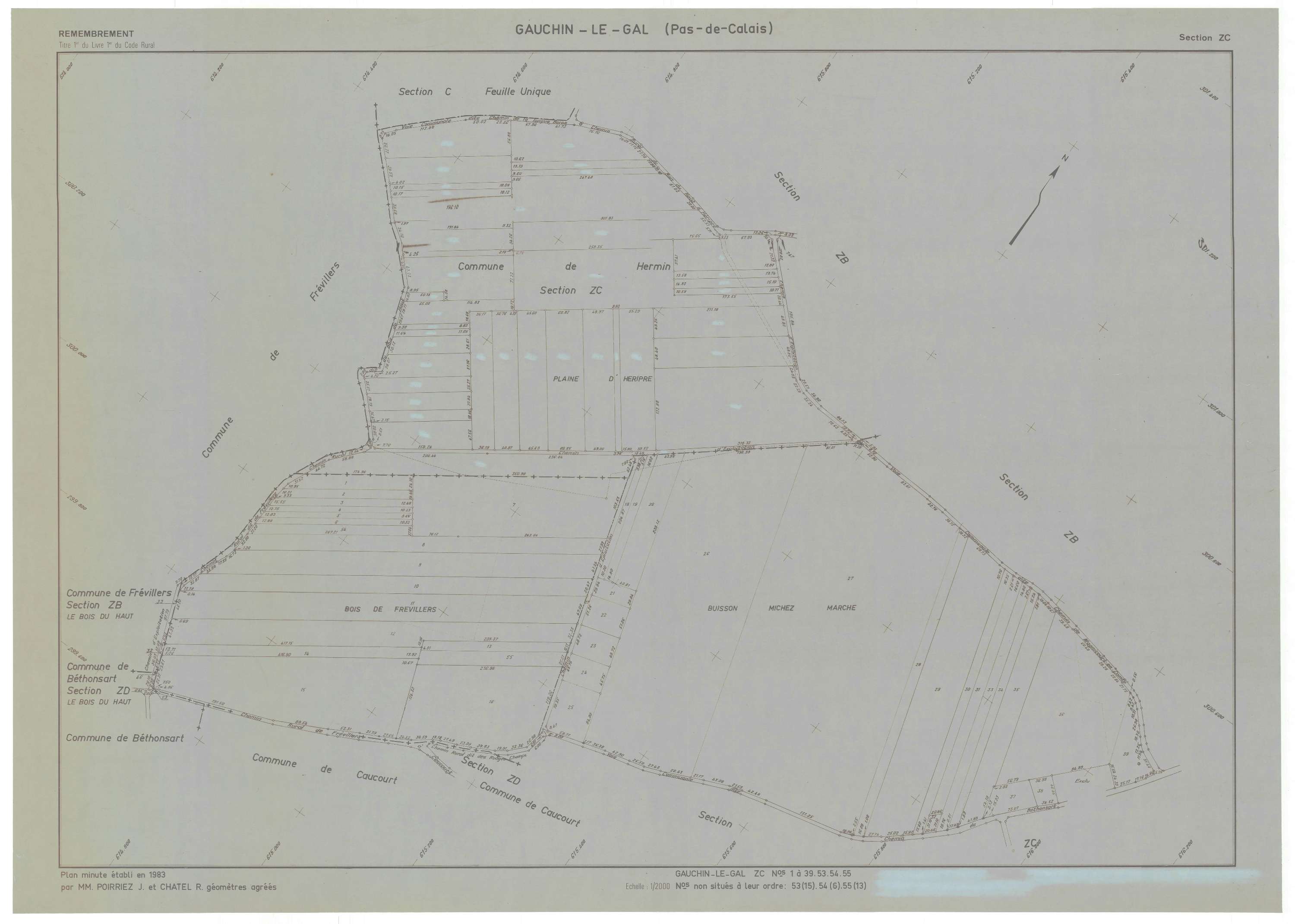 Gauchin-Légal - Plan de remembrement : section ZC.
