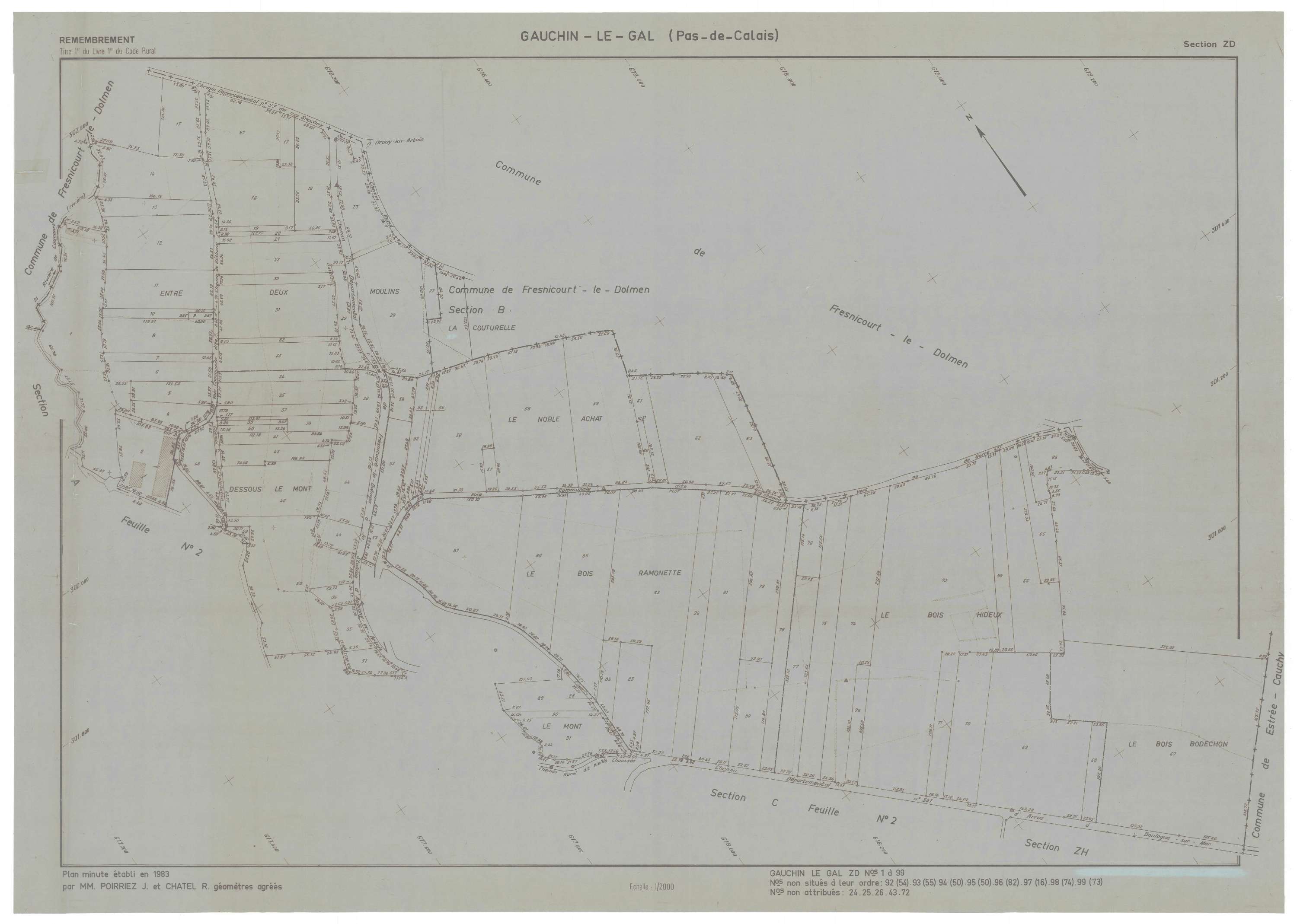 Gauchin-Légal - Plan de remembrement : section ZD.
