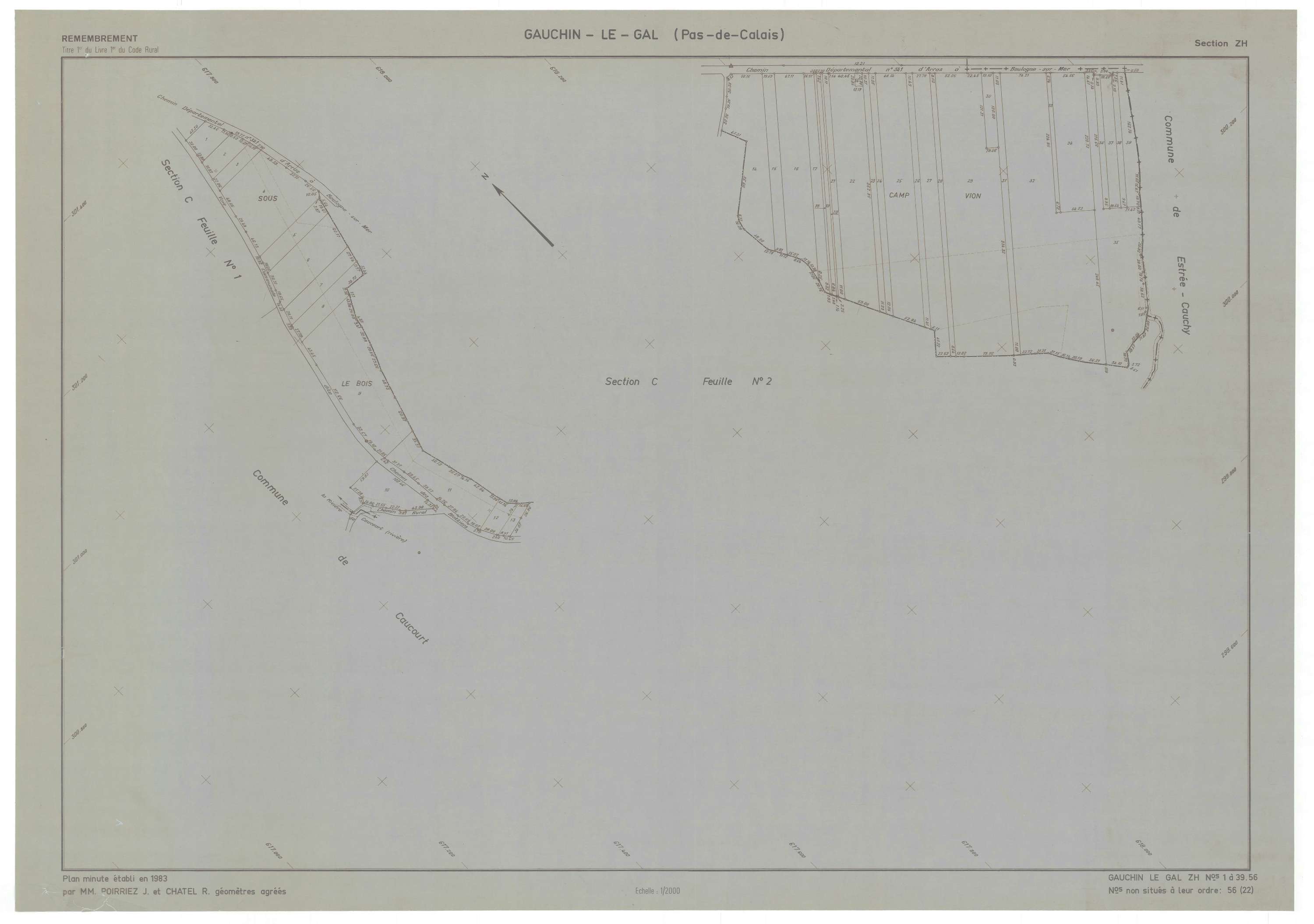 Gauchin-Légal - Plan de remembrement : section ZH.