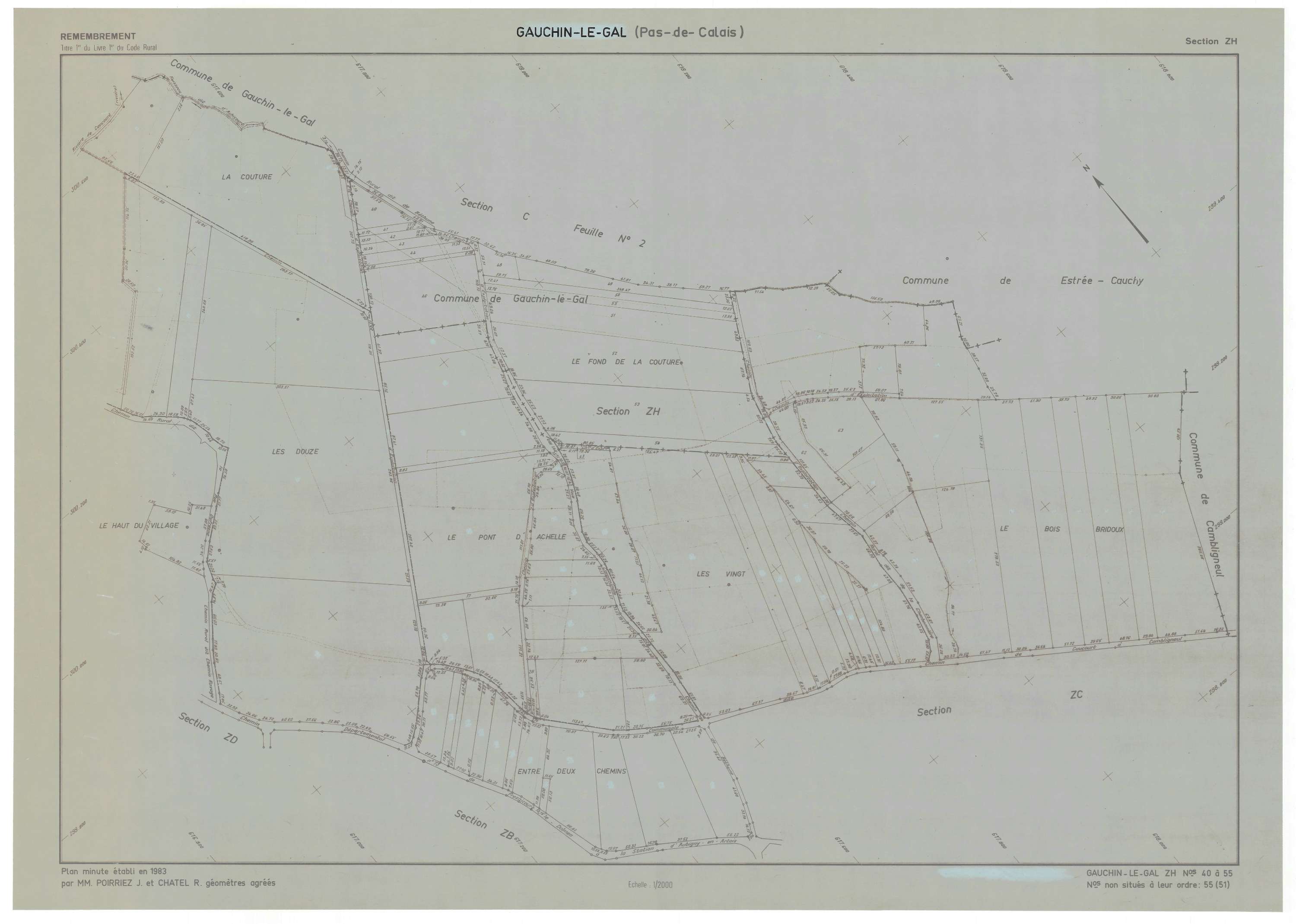 Gauchin-Légal - Plan de remembrement : section ZH.