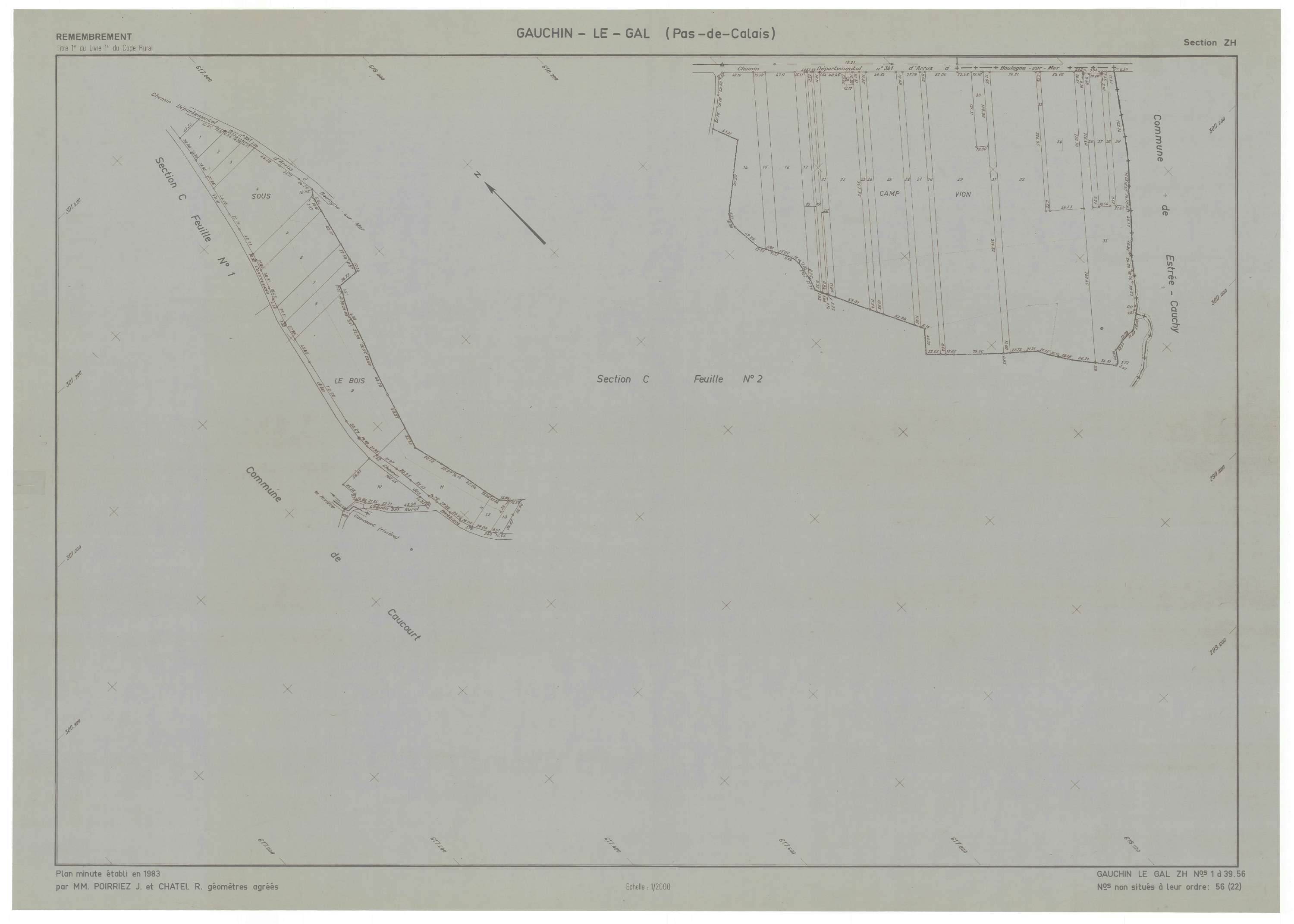Gauchin-Légal - Plan de remembrement : section ZH.