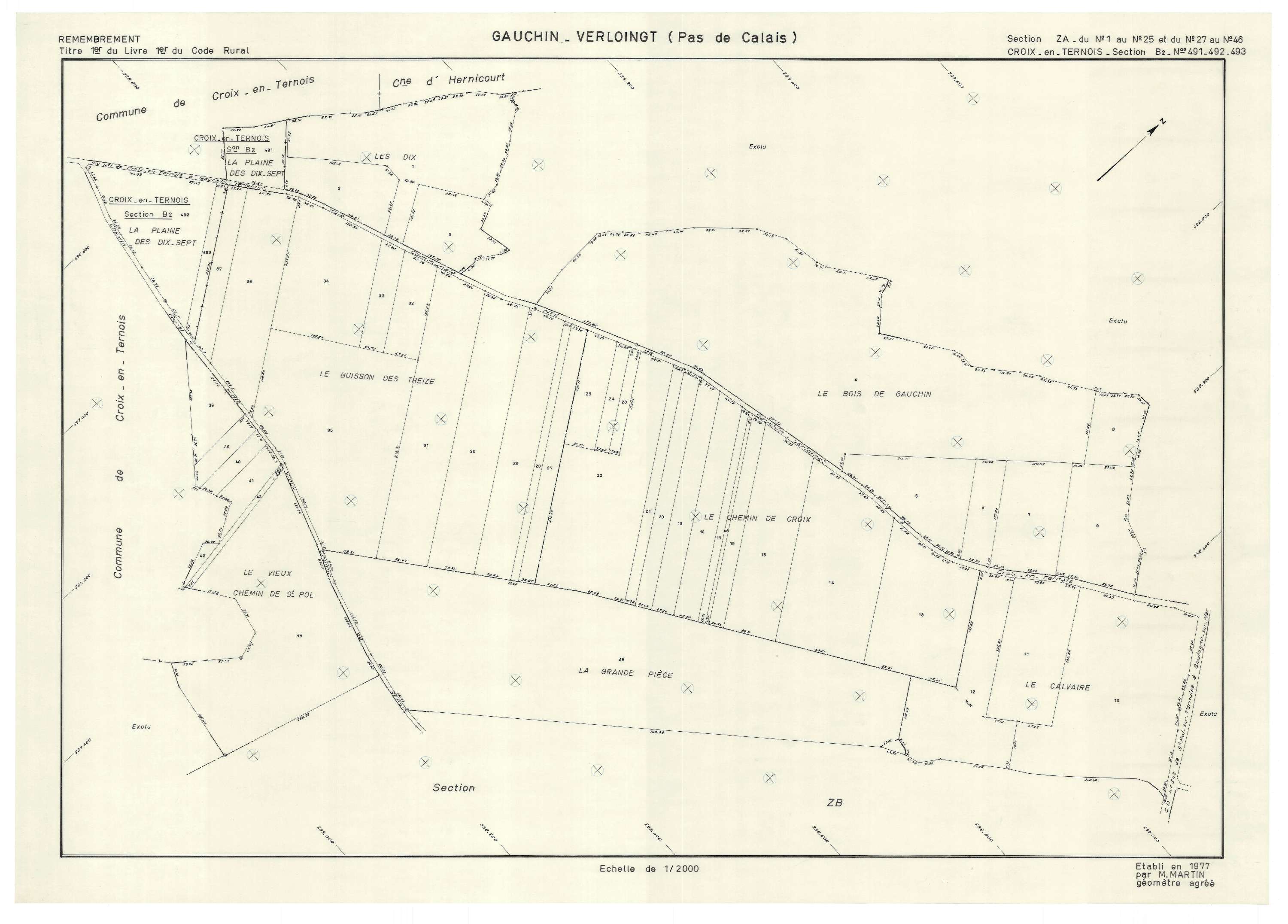 Gauchin-Verloingt - Plan de remembrement : section ZA.