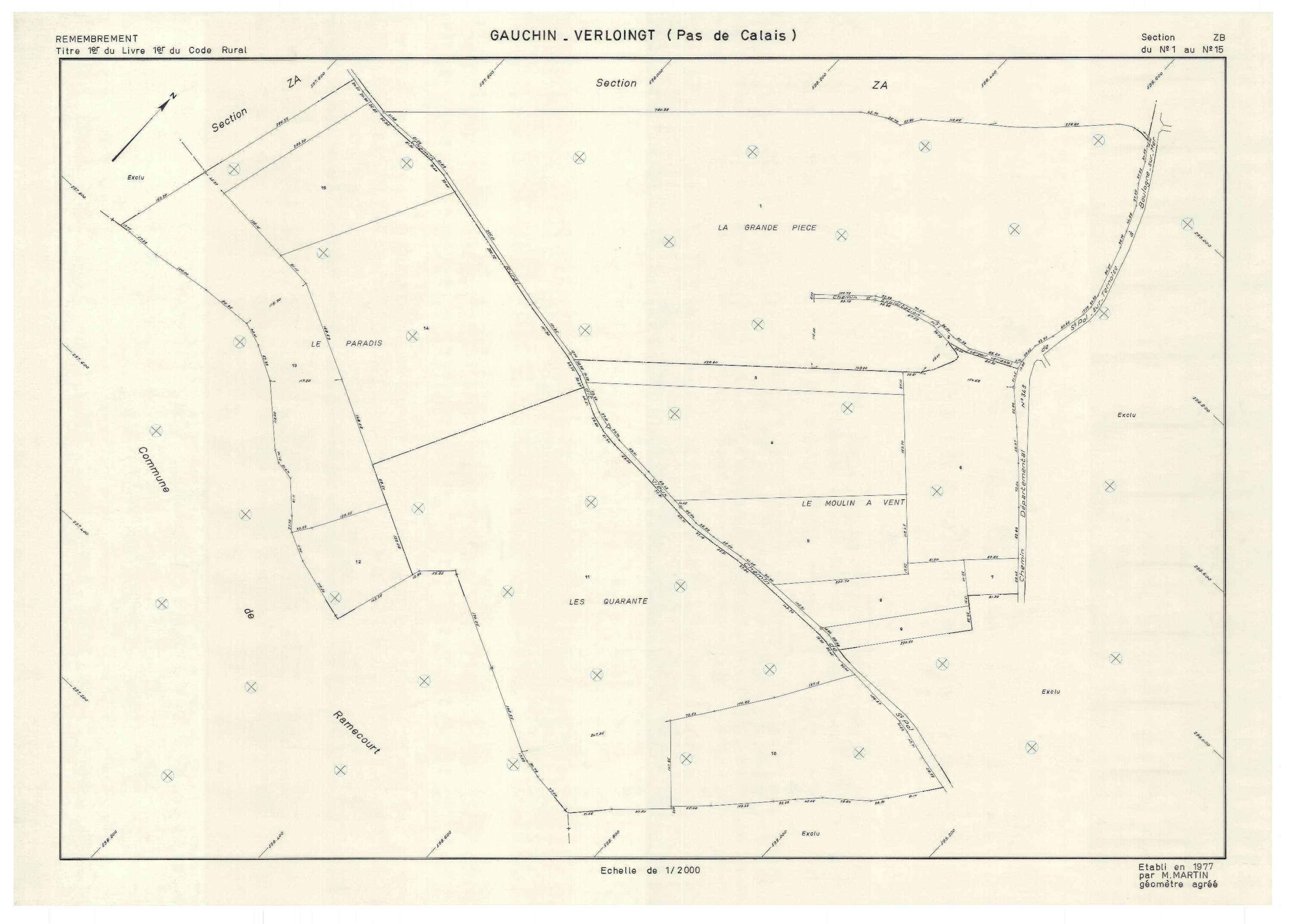 Gauchin-Verloingt - Plan de remembrement : section ZB.